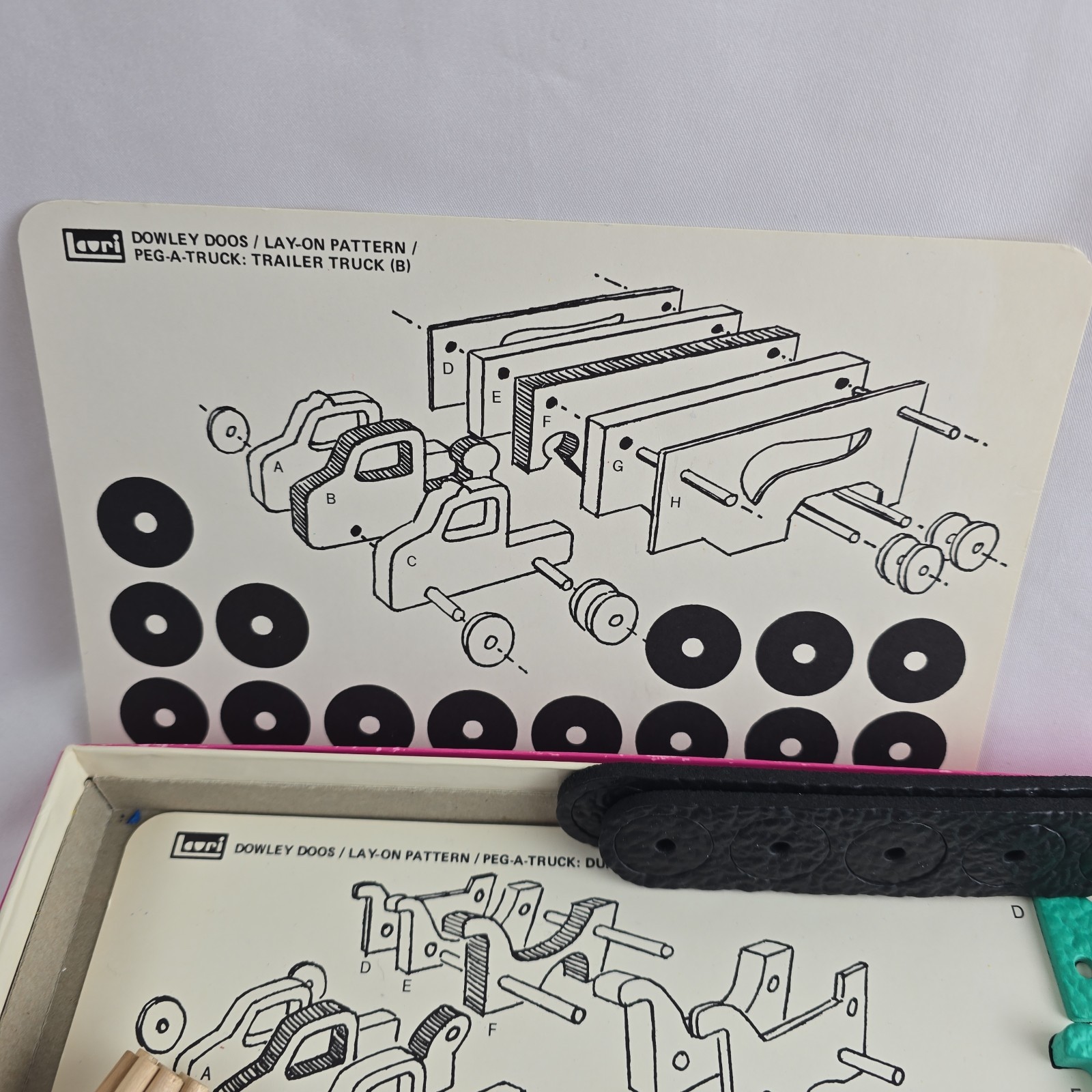 Vtg 70s Toy Lauri Peg-a-Car & Peg-a-Truck Vehicle Building 3D Puzzles Foam READ!