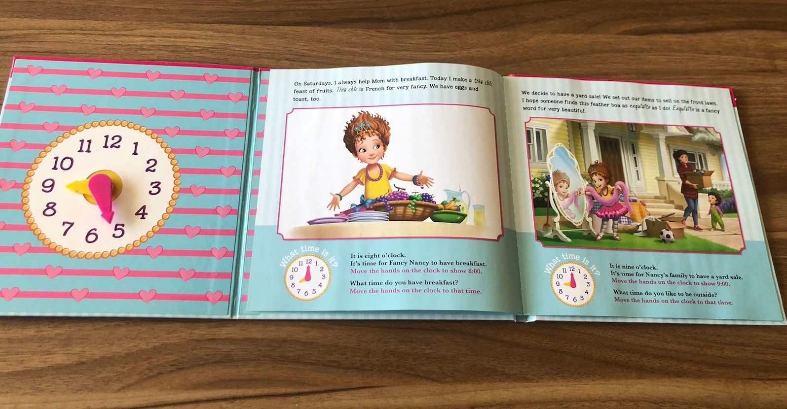 Fancy Nancy Tells Time Hard Back Board Book Educational Toys 4+ Homeschool Aid