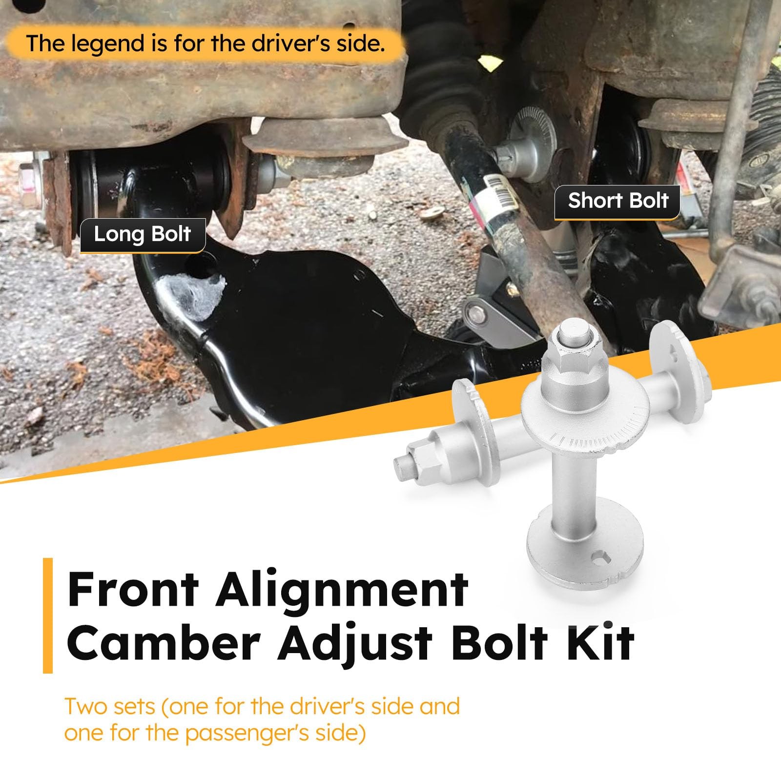 Upgrade Alignment Camber Adjust Bolt Kit 10.9 Grade for 3/8 in