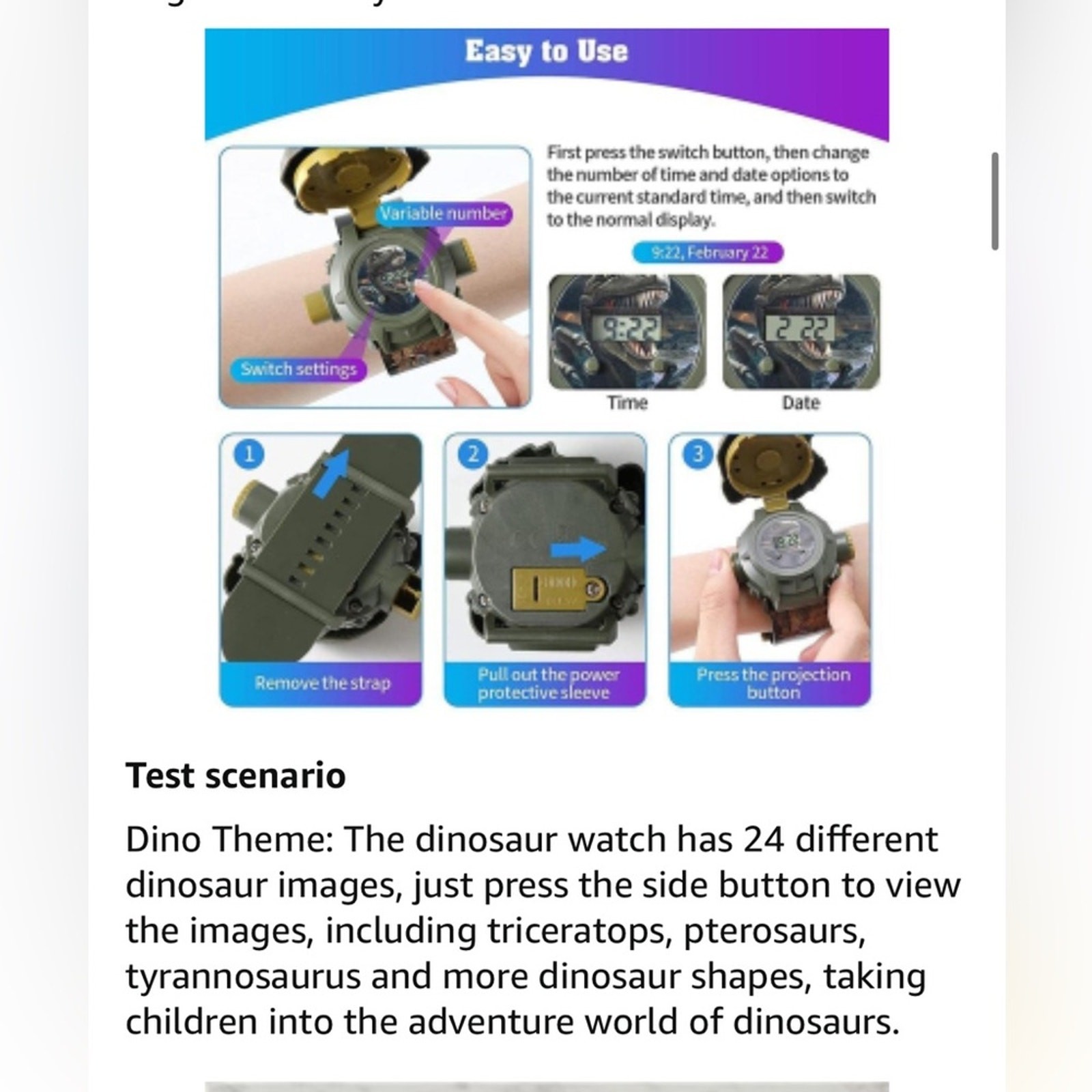 NWT Dinosaur Watch Flashlight Projector Toy Educational Gift RAYCHY brand