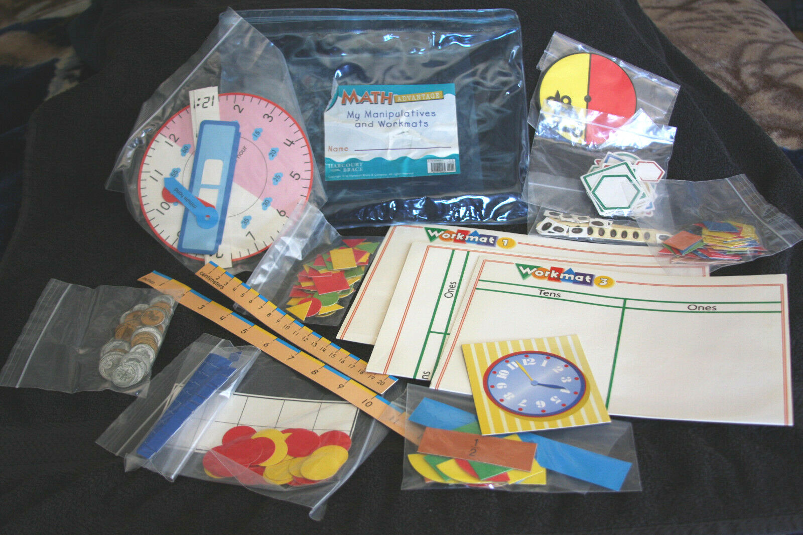 Harcourt Math Manipulatives Math Advantage – Colors, Shapes, Fractions, Time, $