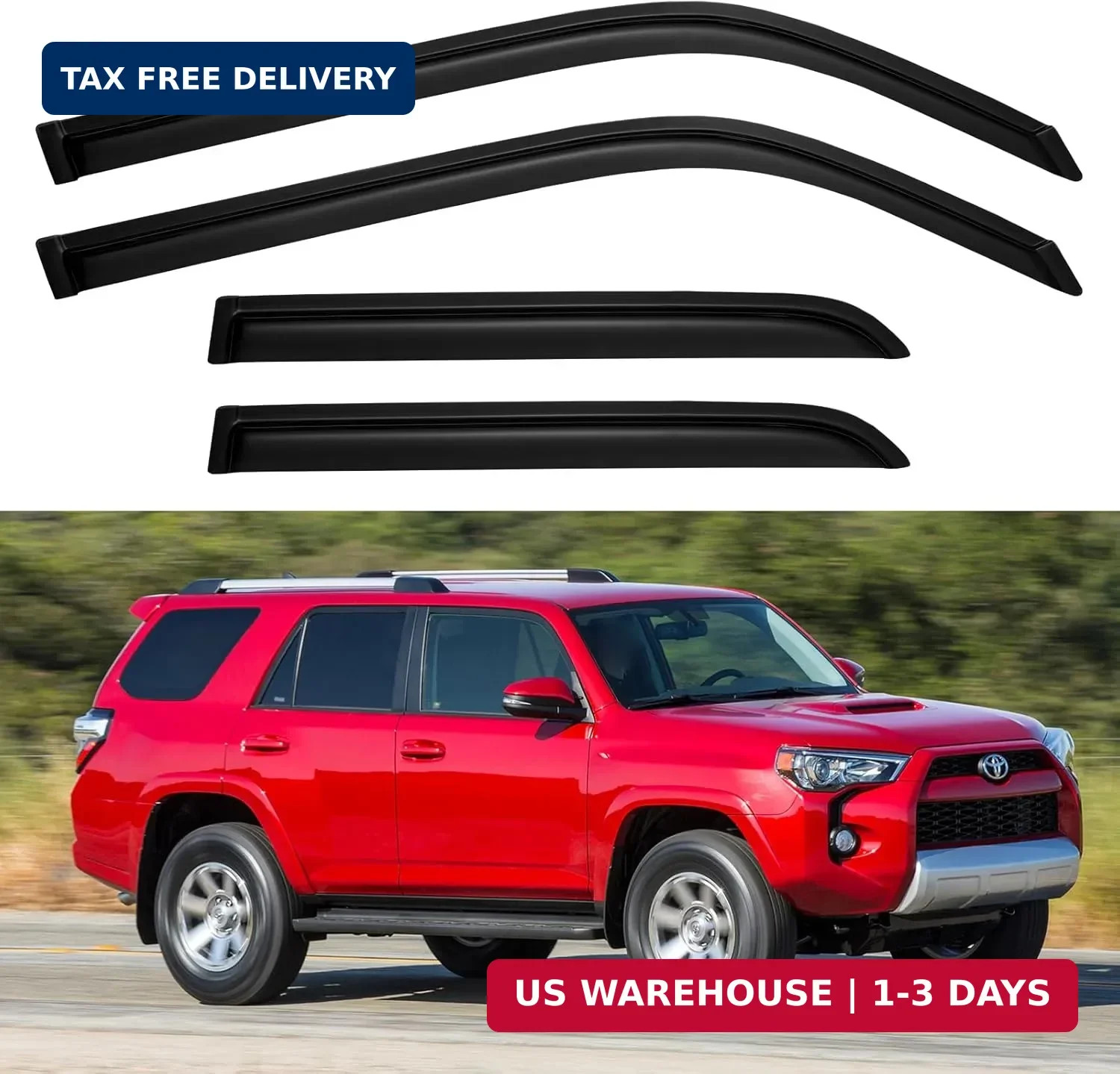 Window Visors Rain Guards for 2010-2024 Toyota 4Runner, Out-Channel Window Vent
