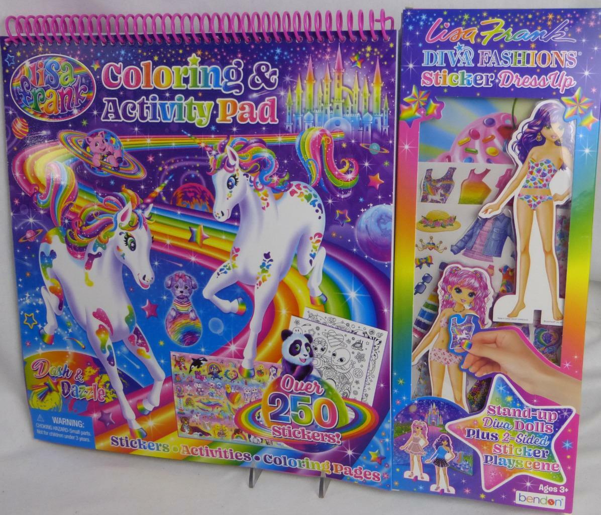 Lisa Frank Coloring Activity Pad & Diva Fashions Stickers Dress Up Activity New