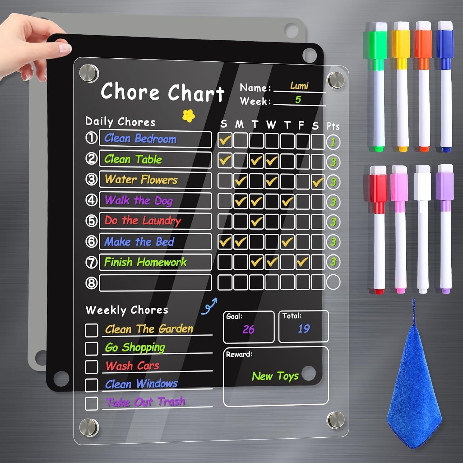 Family-Friendly Chore Management System – Acrylic Reward Chart with Markers