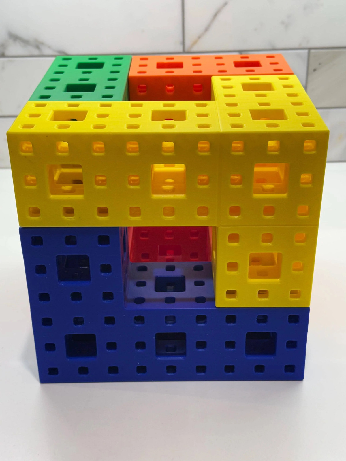 3D Printed Menger Sponge Puzzle: Stage IV Fractal Challenge, Educational Fun