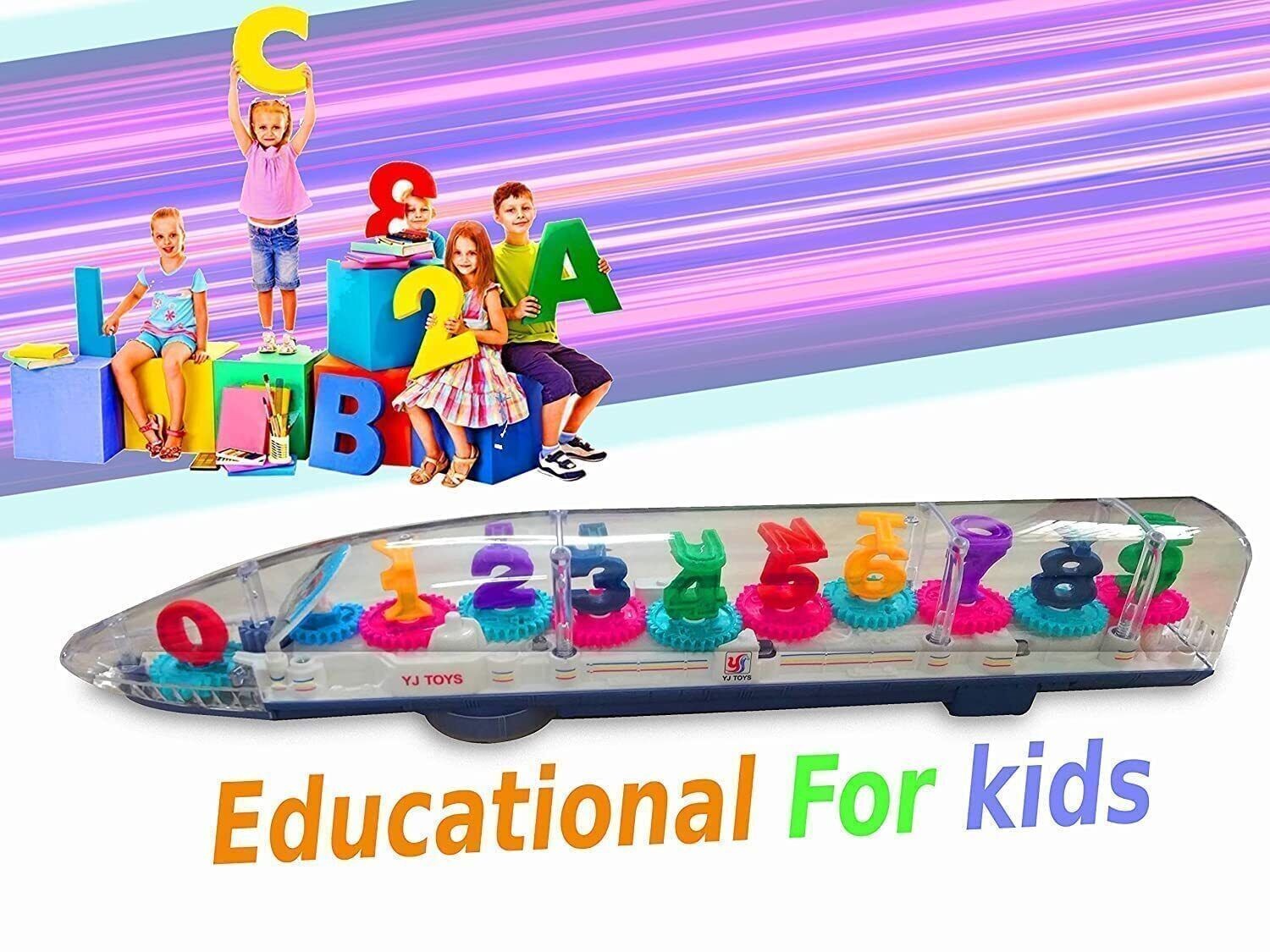 Transparent 3D Train 360 Degree Rotation Sound & Light Toy for 2-5 Years Kids