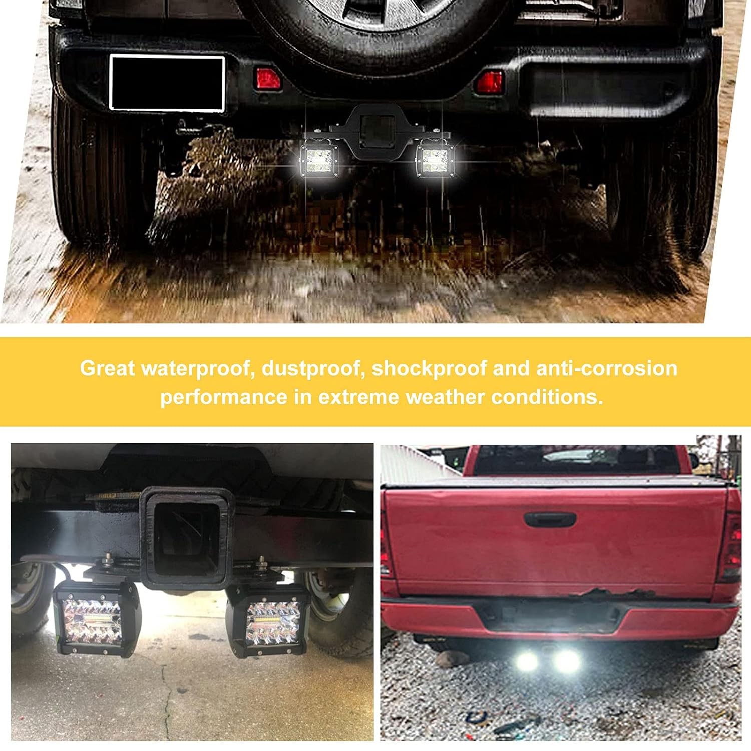 60W LED Tow Hitch Lights 2.5 Inch Mounting Bracket 4 Inch LED Pods LED Tow