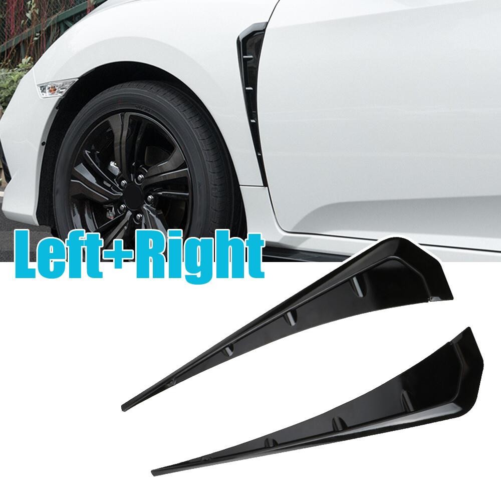 2pcs Glossy Black Car Side Fender Vent Air Wing Cover Body Trim Accessories