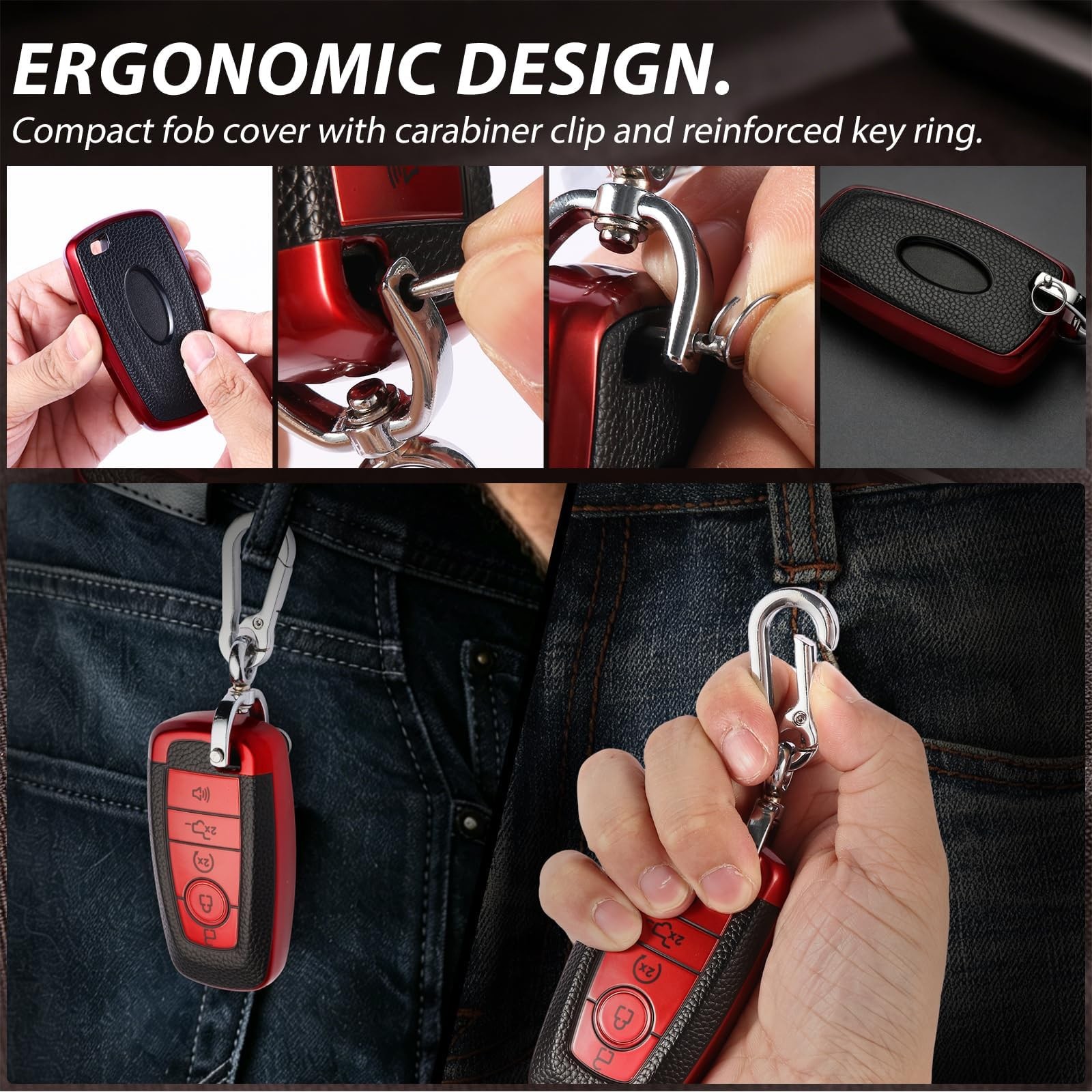 for Ford Key Fob Cover F150 Accessories, Key Fob Cover Case Shell for Ford Ex…