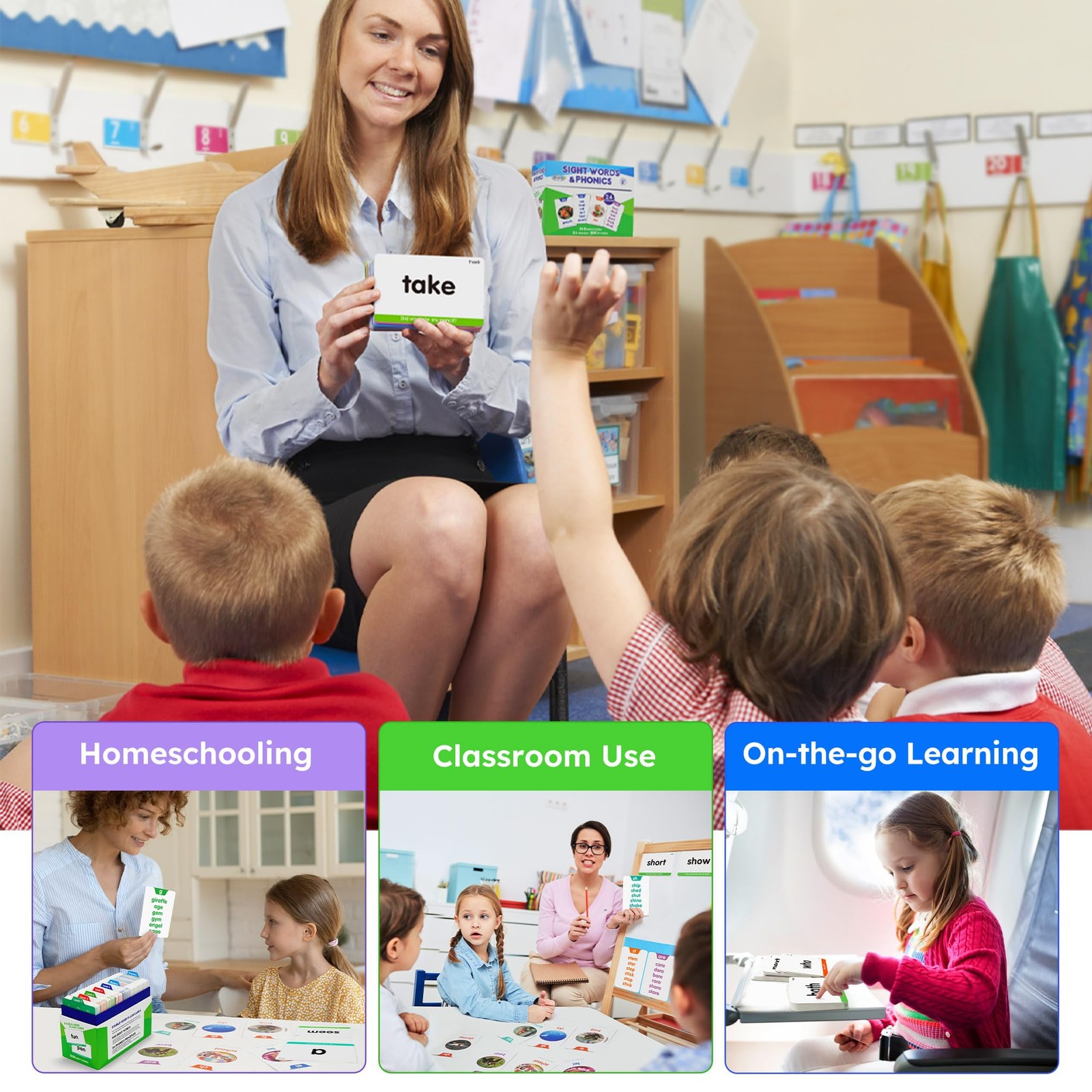 650 Sight Words & Phonics Flash Cards, Learn to Read CVC, Blends, Long Vowel …
