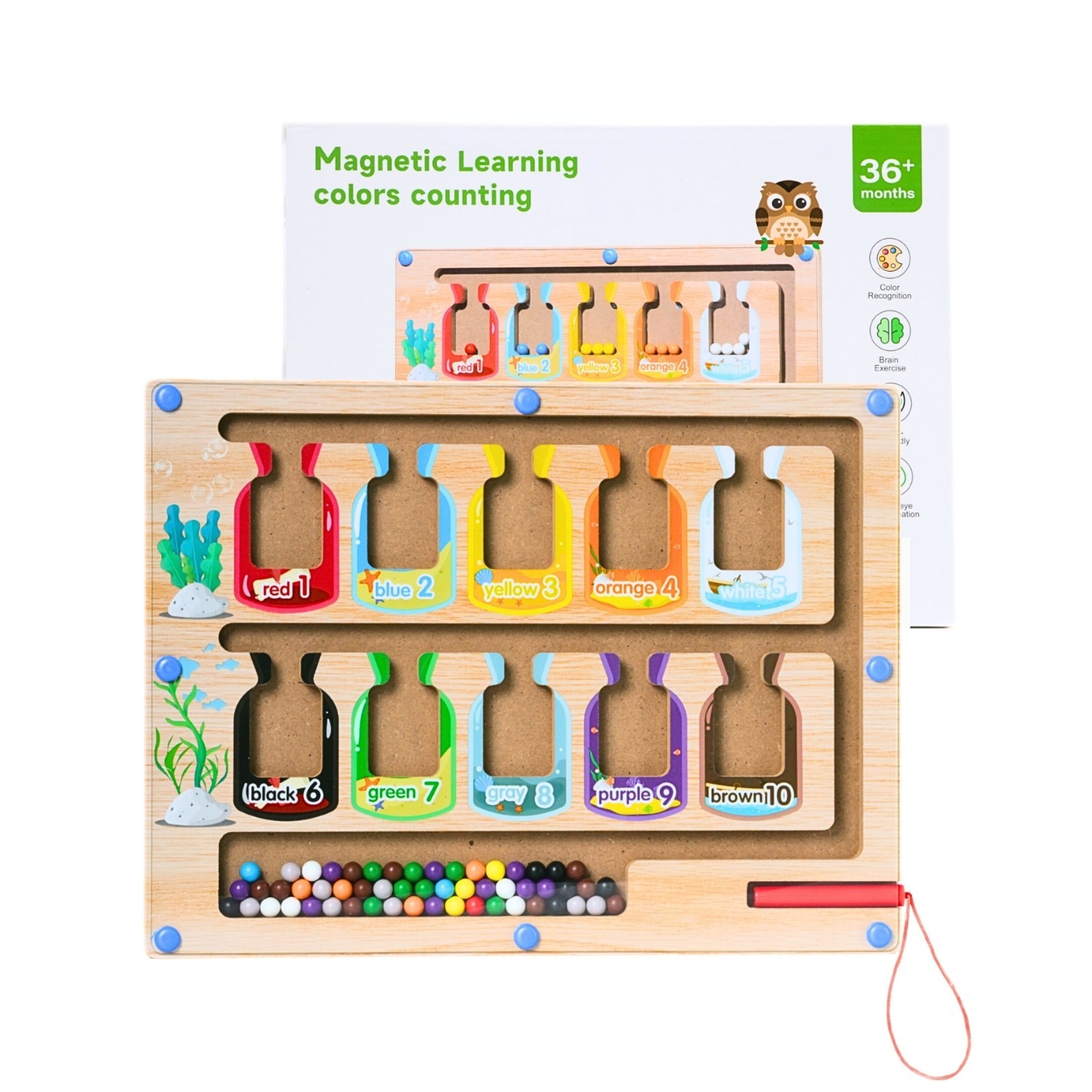Magnetic Color Sorting & Counting Board Toy for Kids–Montessori Learning Puzzle