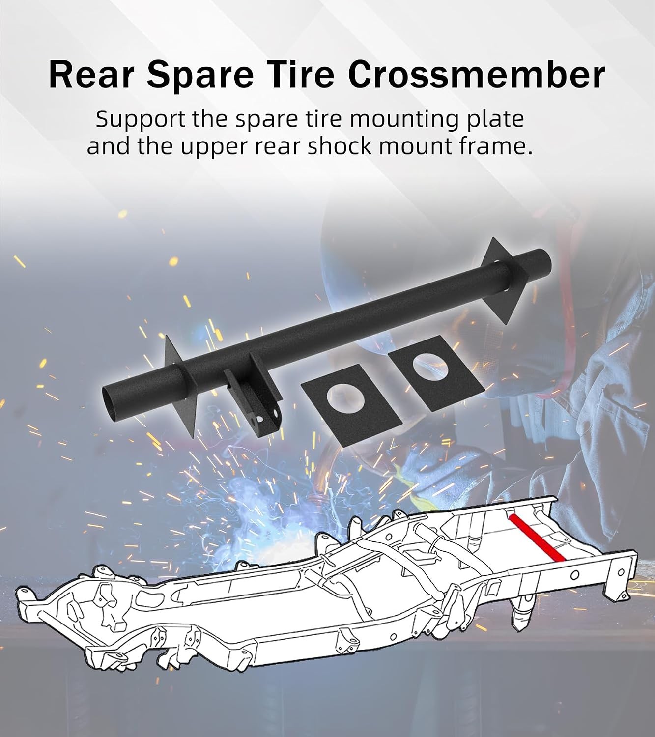 ELITEWILL Rear Upper Shock Mount Crossmember Bracket 2007-2017 Chevy #R09