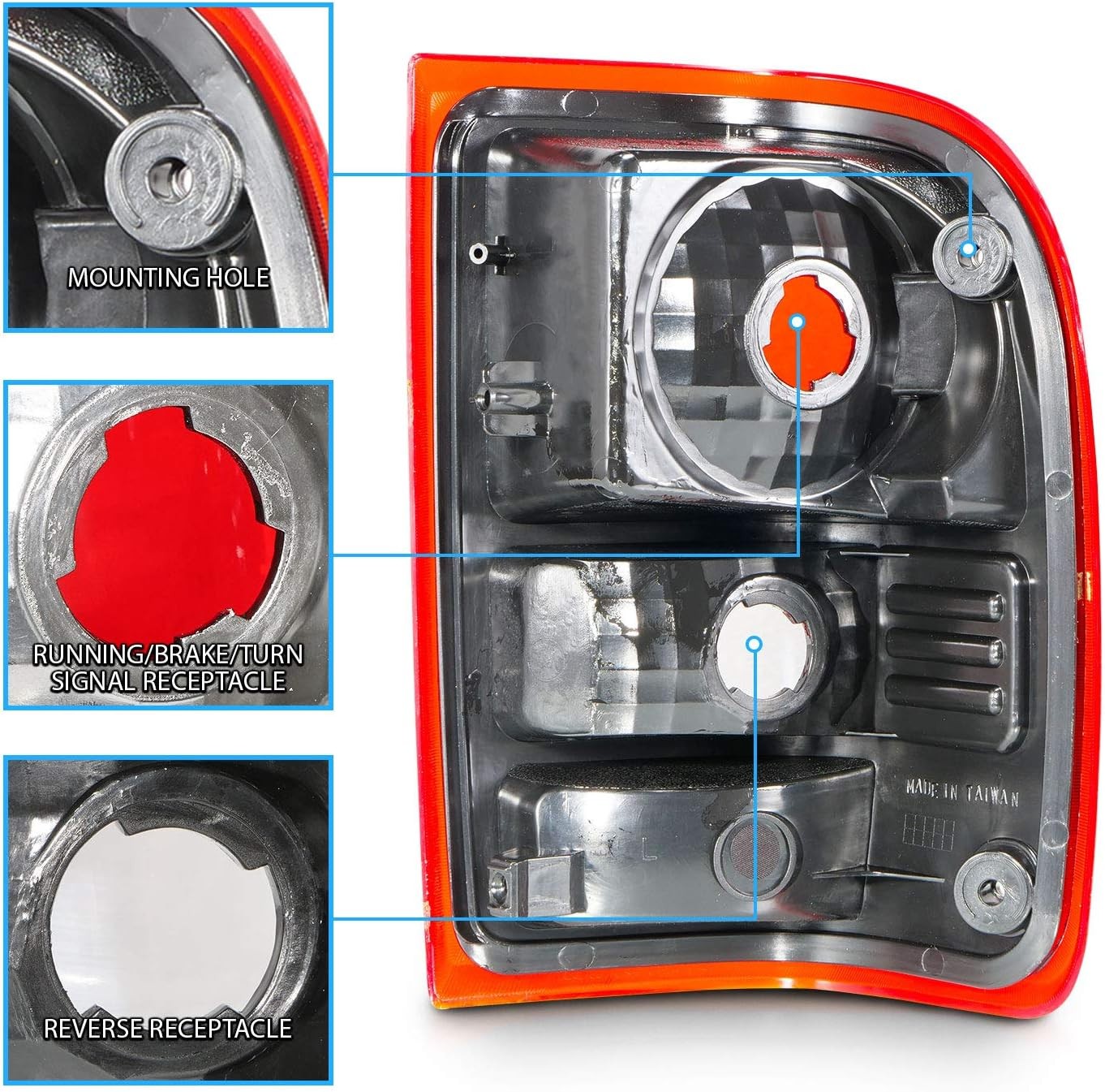 2001-2011 Ford Ranger Pickup Factory-Type Red Tail Lights Pair Left & Right