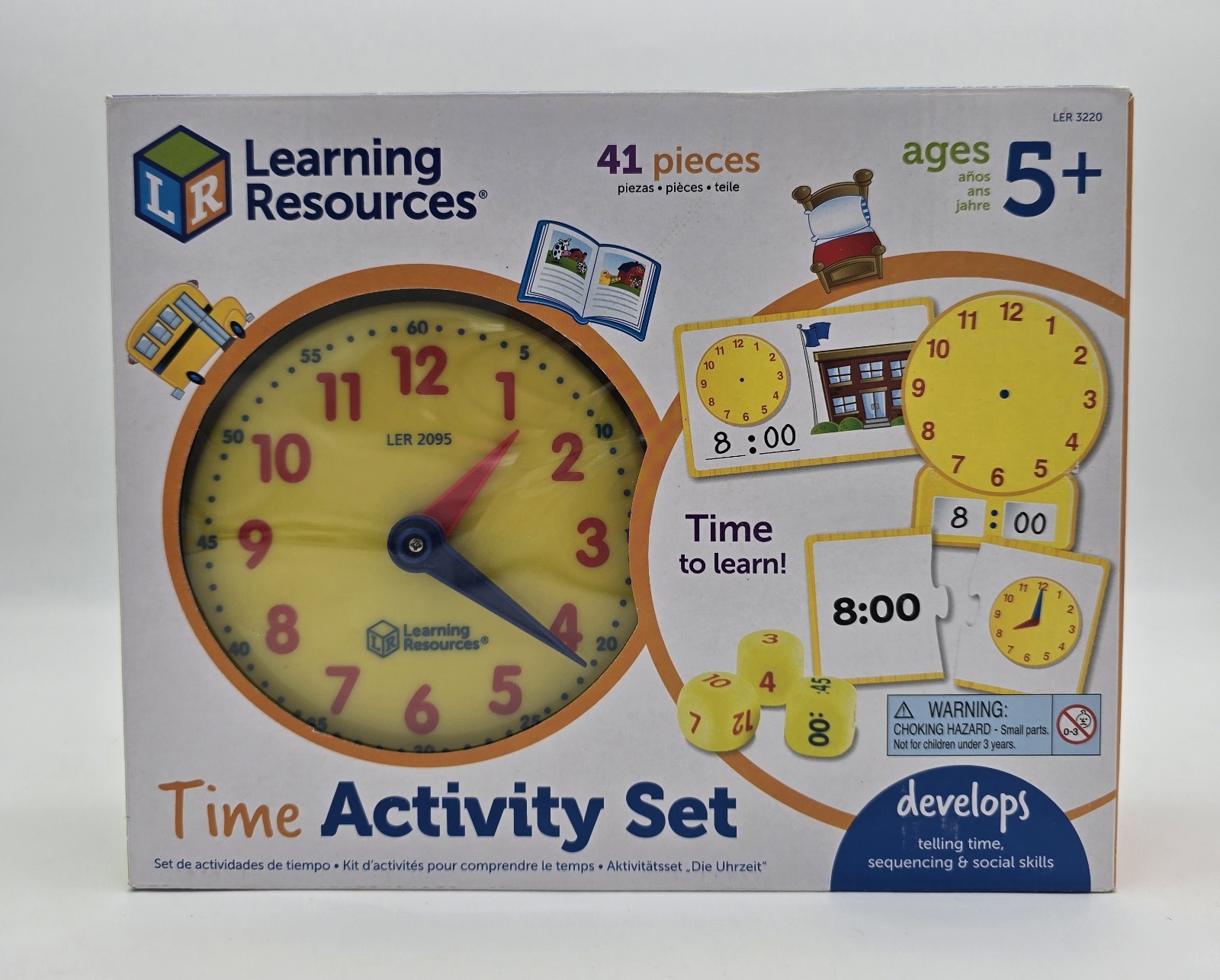 Learning Resources LER3220 Time Activity Set, Age 5+ Analog, K-2, Homeschool