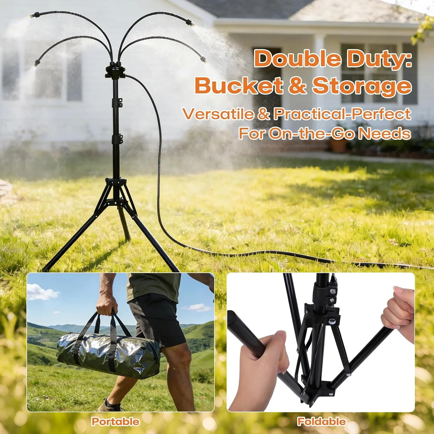 Standing Misters for Outside Patio Cooling, 5.3 FT Adjustable Stand Misting Syst