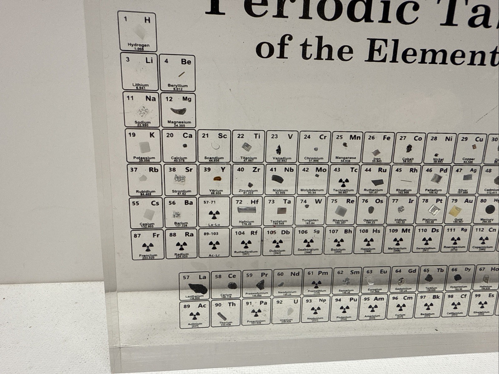 Periodic Table of Elements Embedded Elements Acrylic Display for Teaching 8”x5”