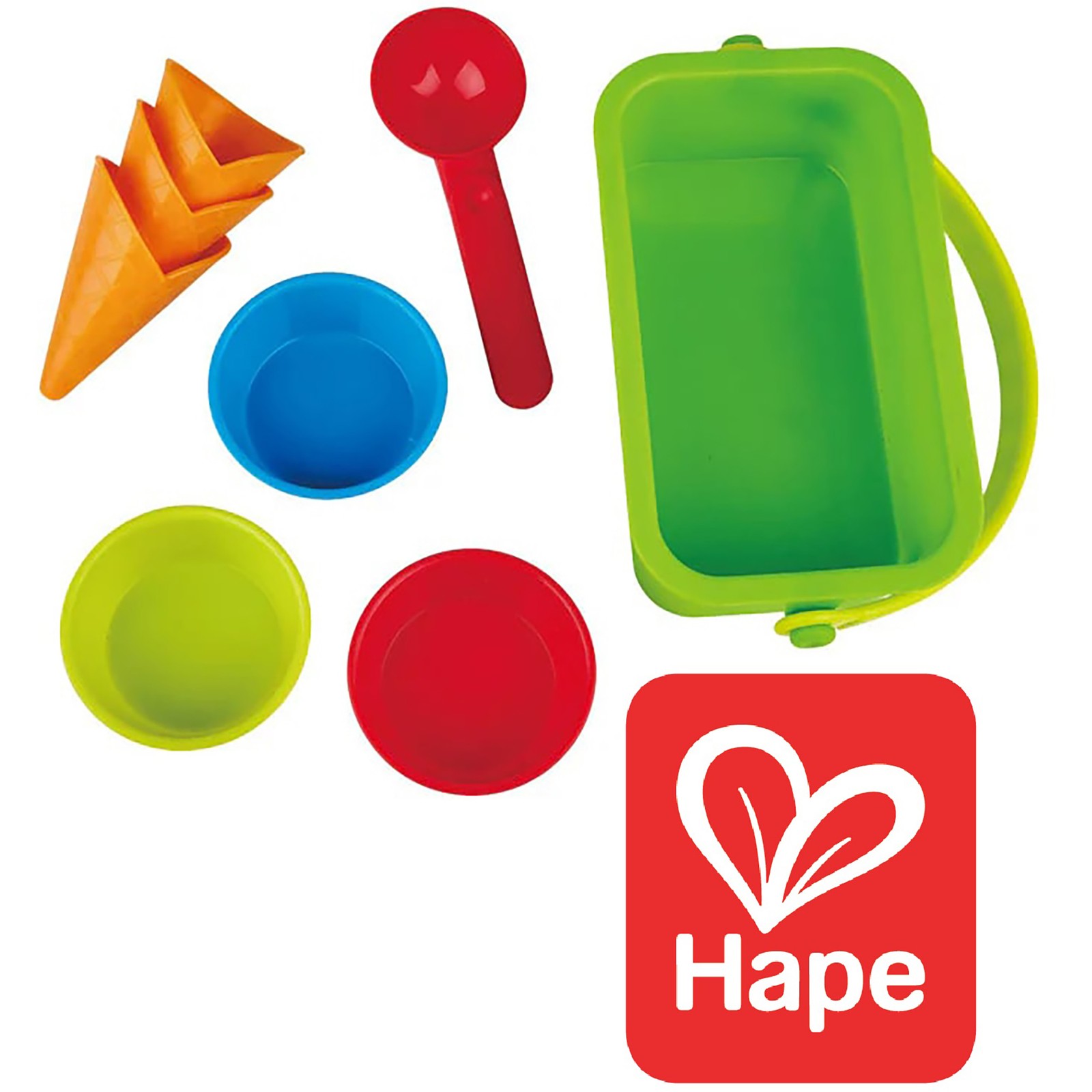 Hape: Ice Cream Shop – 8pc Playset, Colorful Sand Molds, Beach Toy, Ages 18mo+