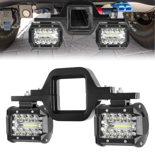 4″ LED Work Light Pods with 2.5″ Towing Hitch Mount Brackets for Truck SUV Off-R