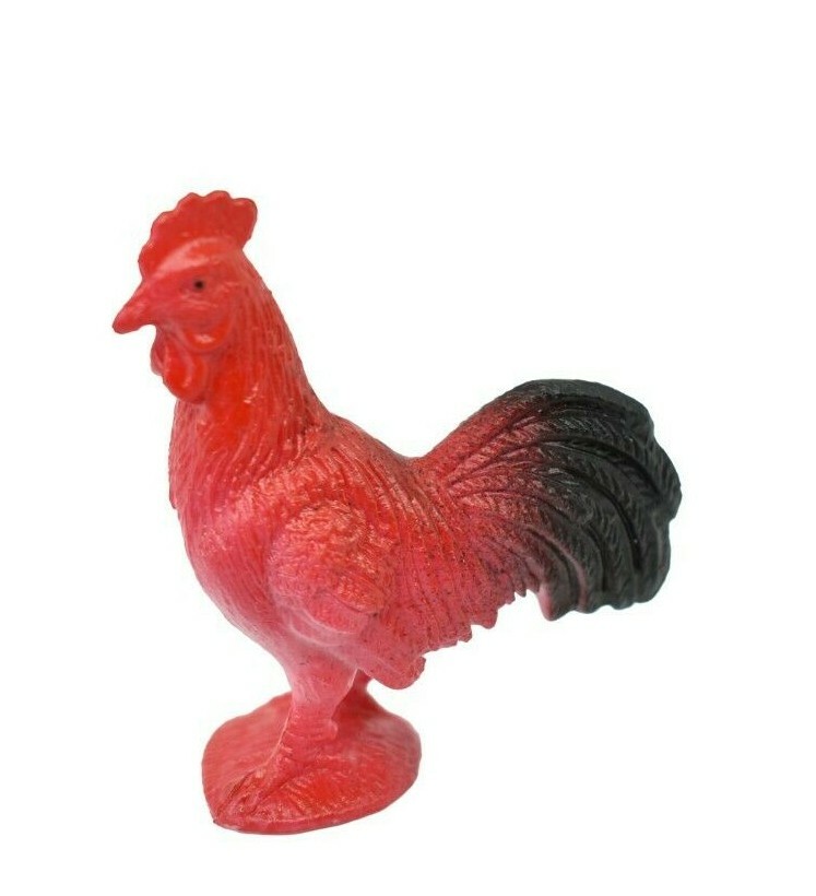 Chicken Rooster Red Realistic Small Toy Model Plastic Replica Barn Animal, Kids