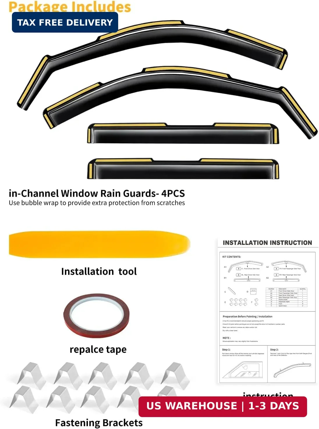 in-Channel Window Rain Guards Fit for Jeep Grand Cherokee (Not for L) 2022-2025,