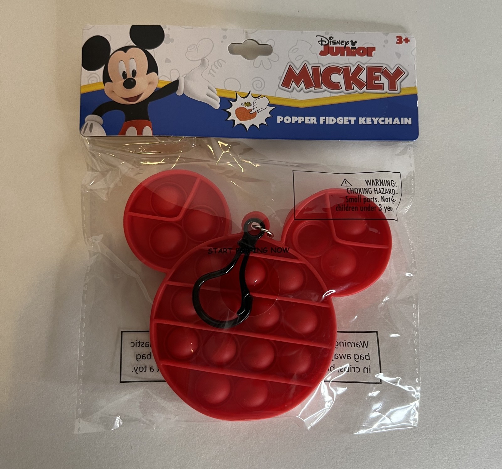 Disney Jr Mickey Mouse Popper Fidget Keychain Backpack Clip Sensory Toy Back NIP