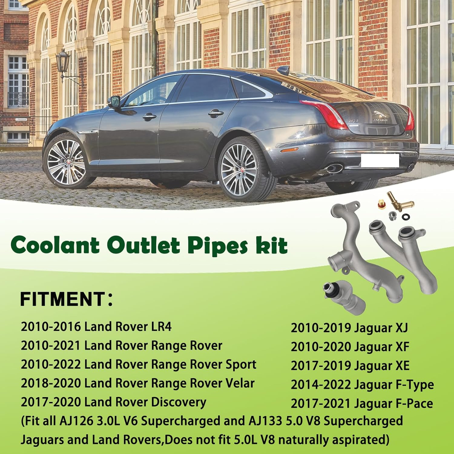 Upgraded Aluminum Coolant Outlet Pipes Kit Compatible with Jaguar,Land Rover Ran