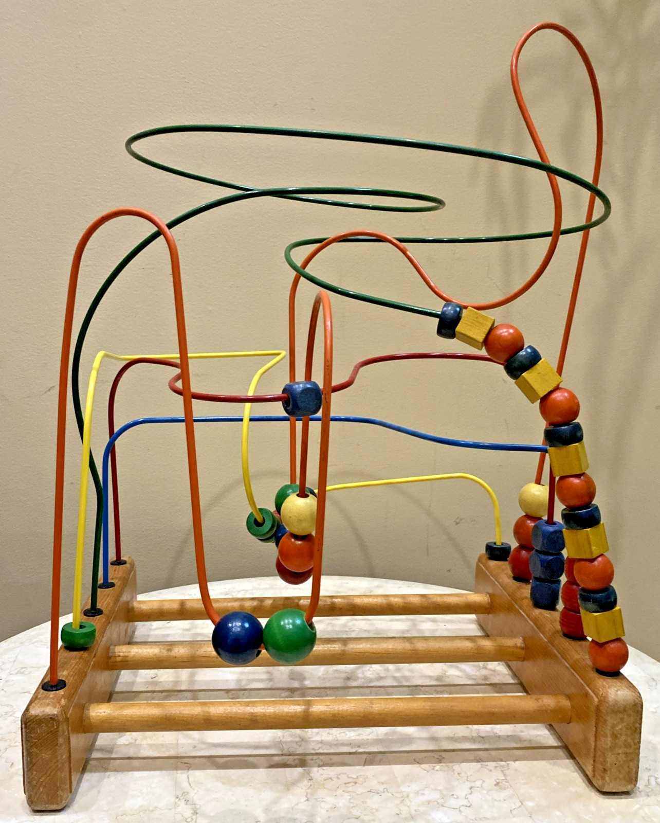 Anatex Vintage Interactive Toy Wooden Bead Rollercoaster 15″x12″x20″
