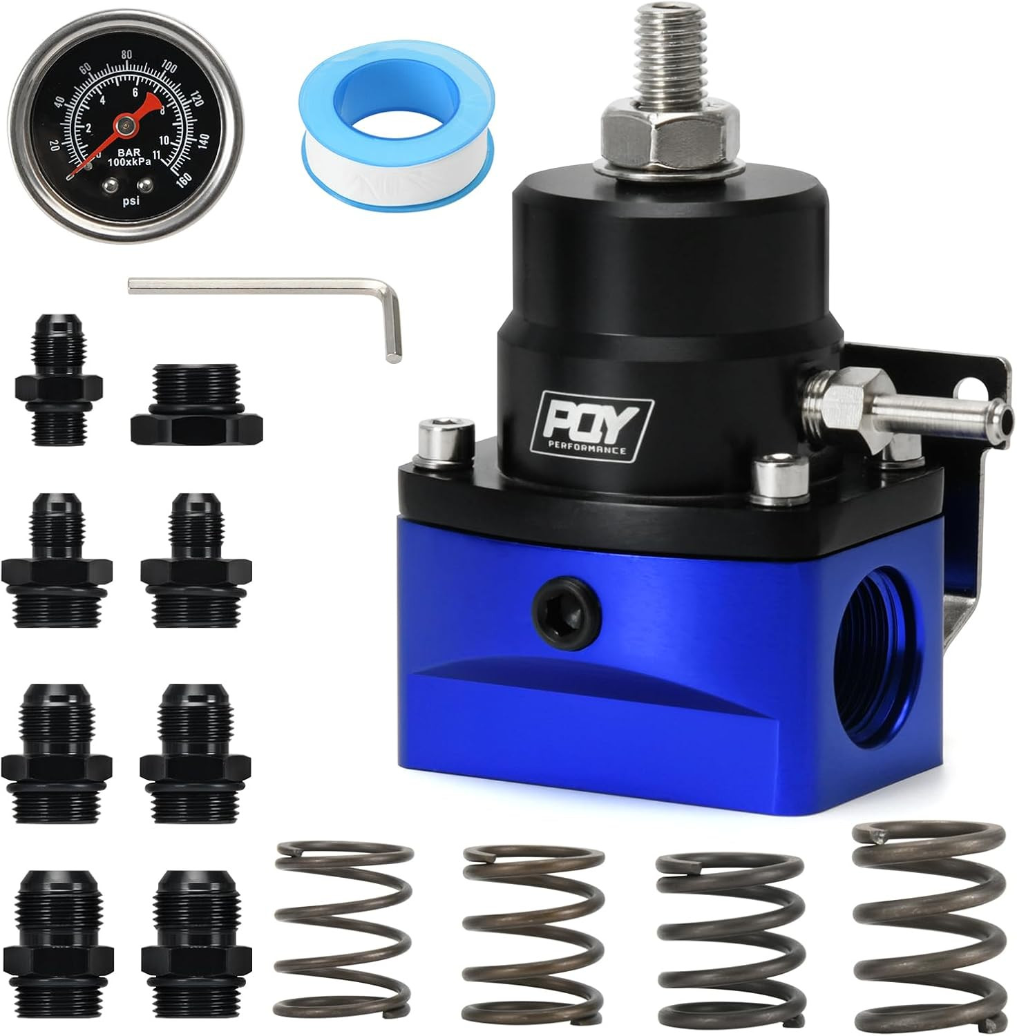 Adjustable Fuel Pressure Regulator Kit 3-110PSI with AN10 Feed Port and AN6 Retu