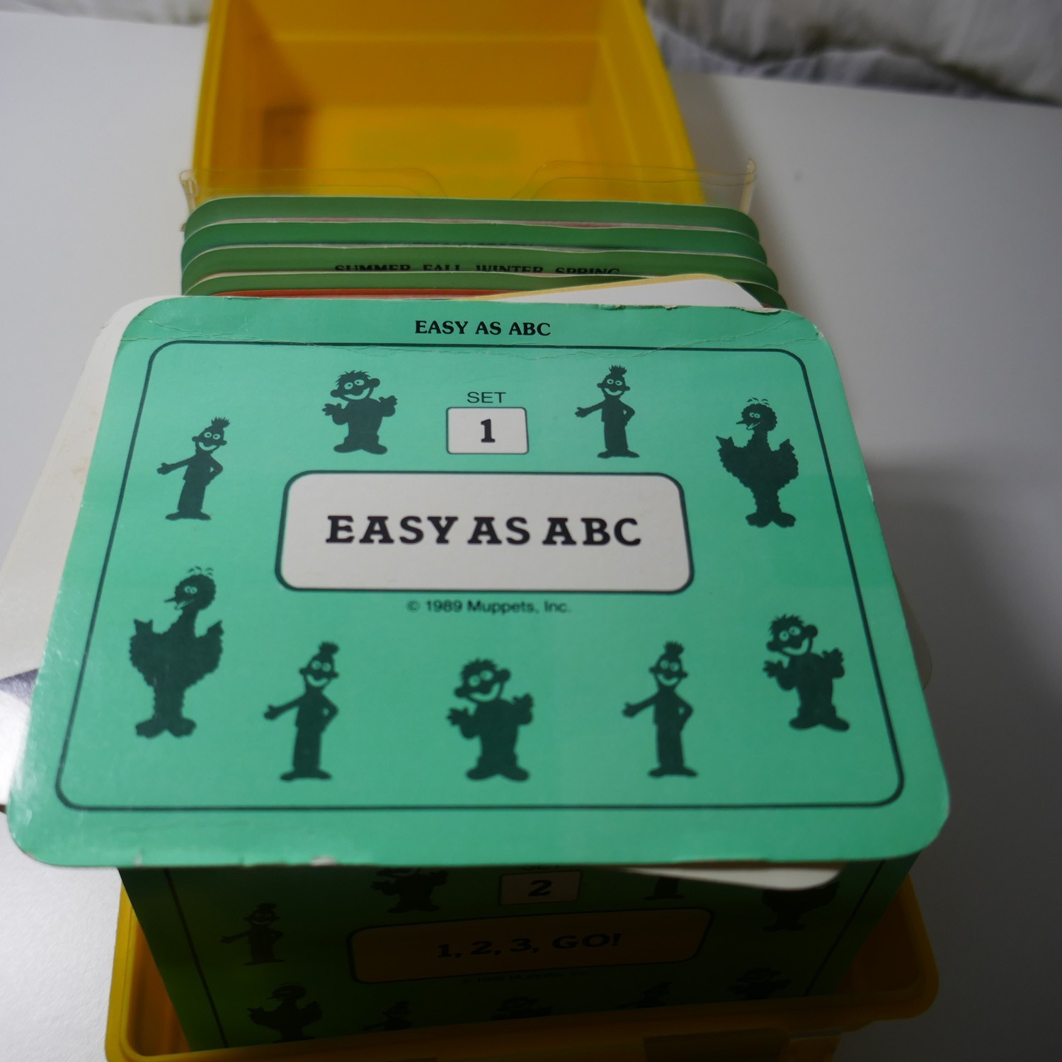 Sesame Street Early Learning Educational Games 1989 Cards W Yellow Storage Case