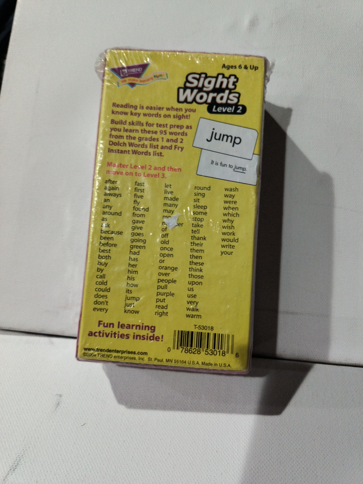 Sight Words Flash Cards Level 2 Ages 6 & Up 95 Fun Learning Boxed USA 2004