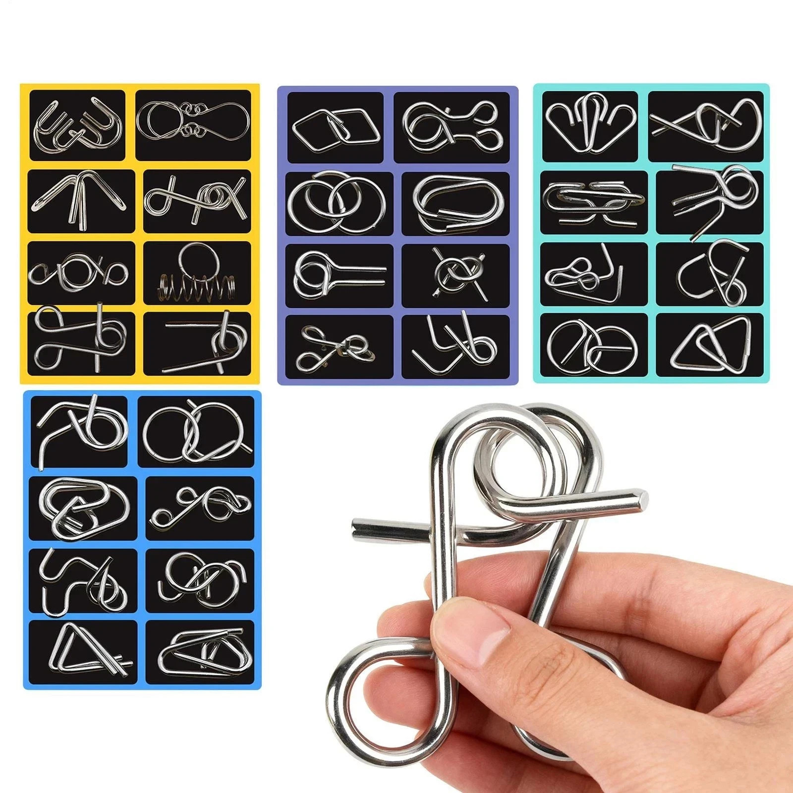 32 pcs Metal Montessori Puzzle Wire IQ Mind Brain Teaser Children Adults Toys US