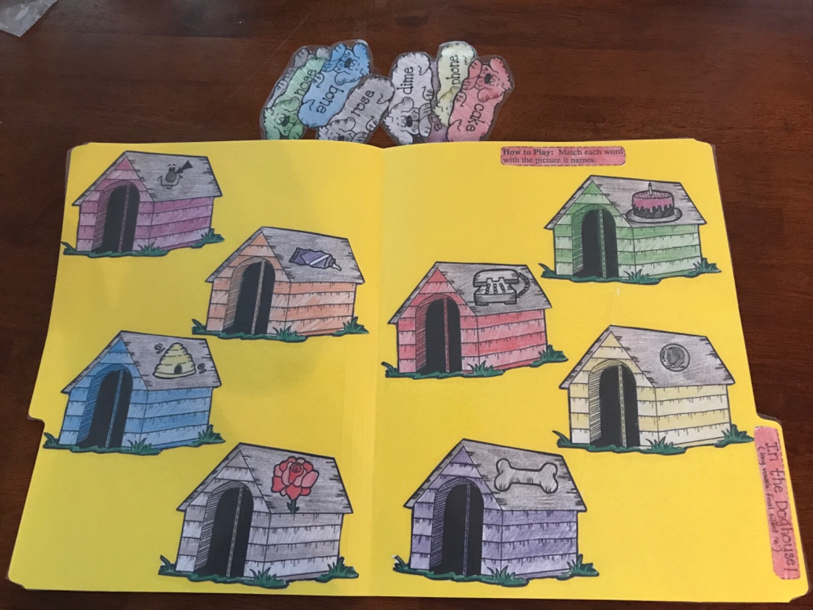 In the Doghouse! Silent “e” 2nd grade language arts file folder game