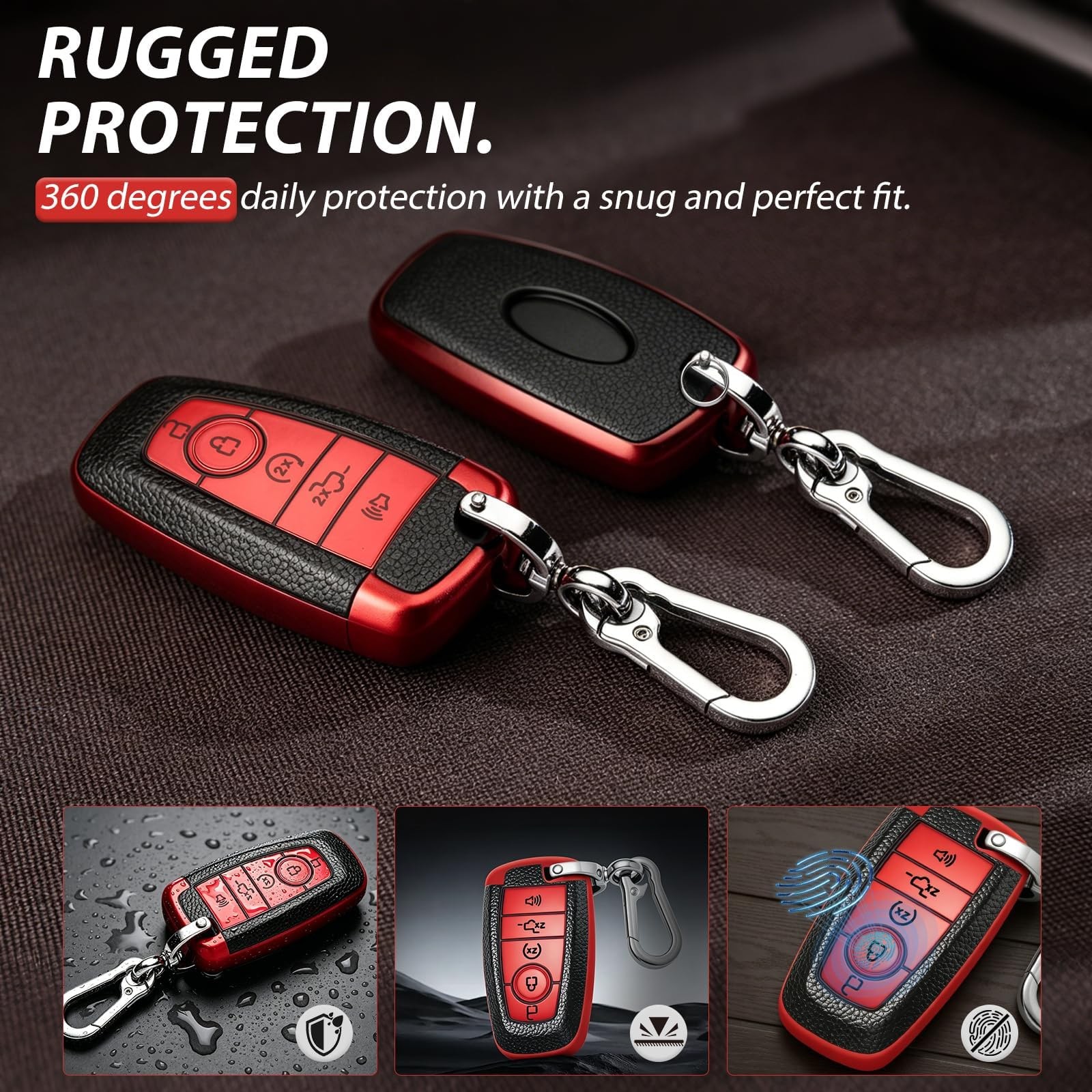 for Ford Key Fob Cover F150 Accessories, Key Fob Cover Case Shell for Ford Ex…
