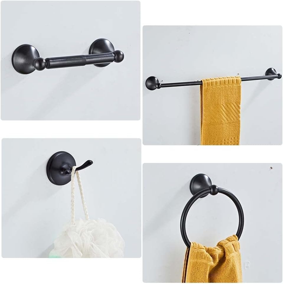 4 Piece Bathroom Accessory Set(Adjustable Towel Bar, Towel Ring, Toilet Paper Ho