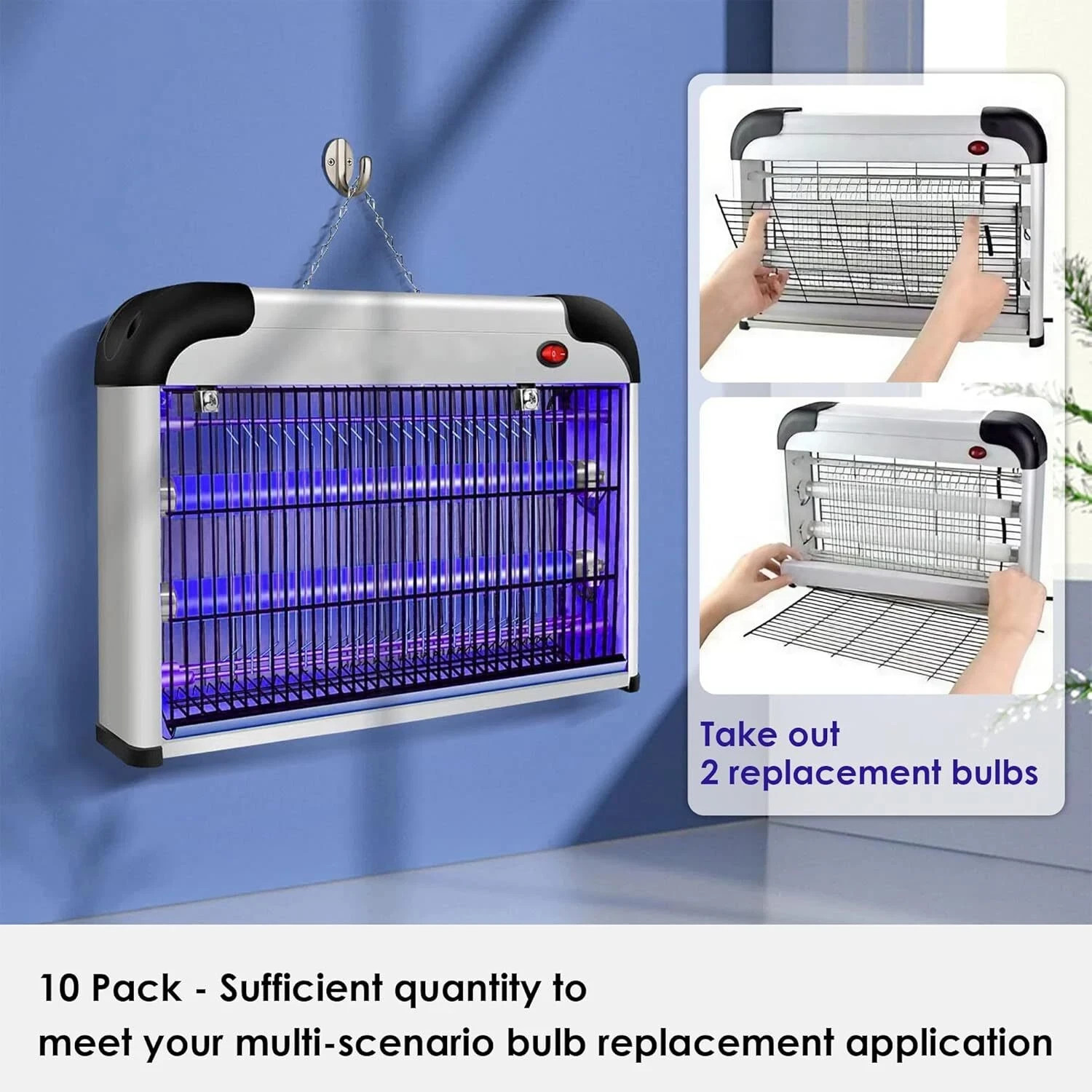 Qualirey 10 Pack Bug Zapper Replacement Light Bulbs 10W for 20W Indoor Bug