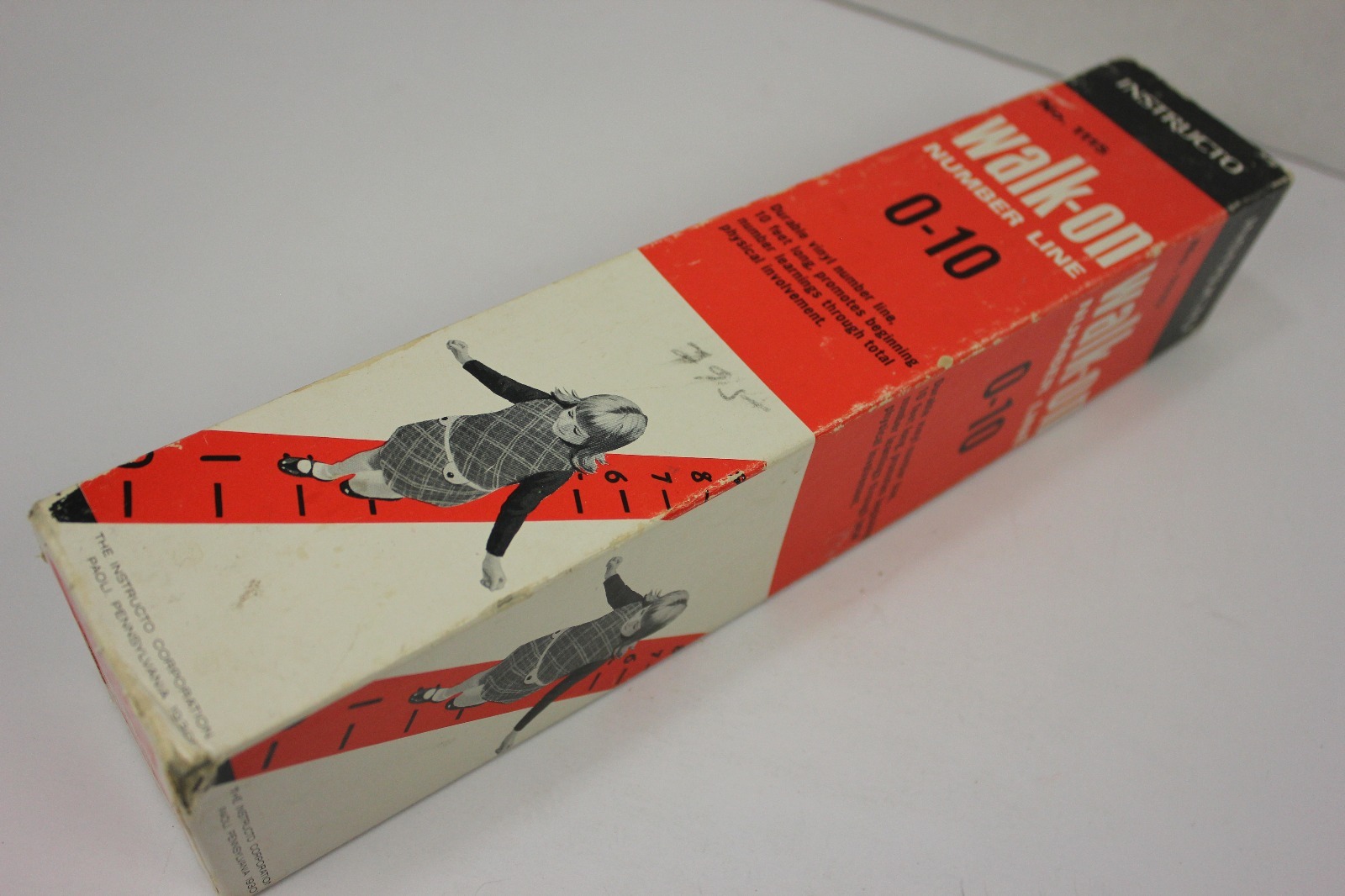 Vintage Instructo Walk On Red Vinyl Number Line 0 to 10 No 1115 10 Feet Long Box