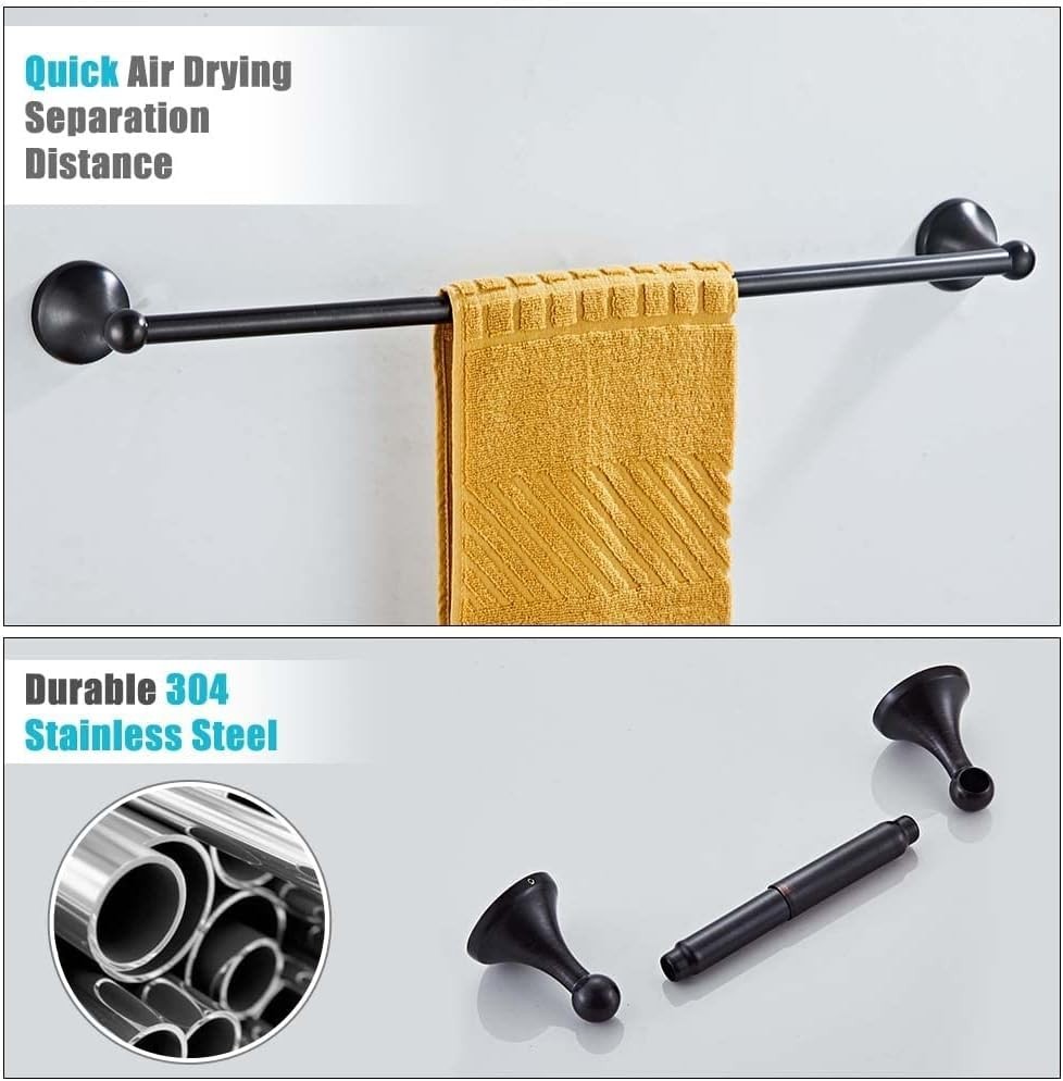 4 Piece Bathroom Accessory Set(Adjustable Towel Bar, Towel Ring, Toilet Paper Ho