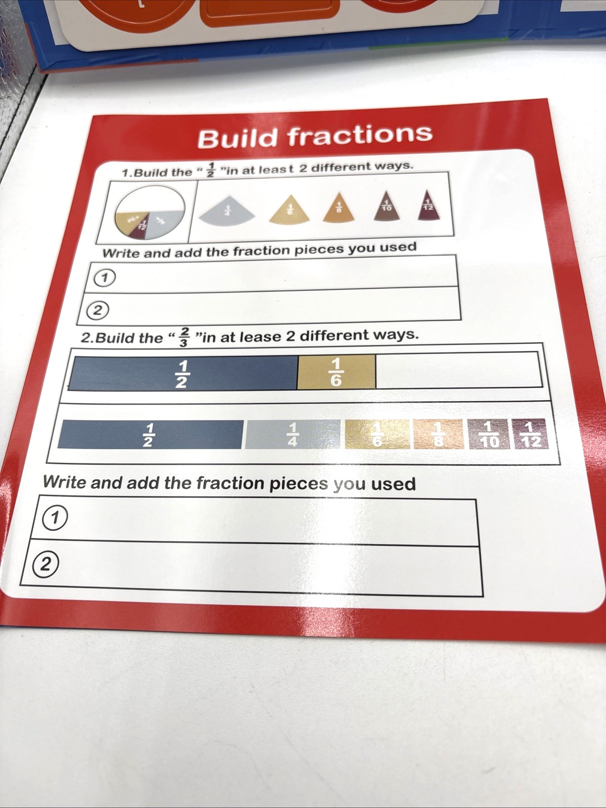 Magnetic Fraction Educational Puzzle Book Montessori Math Manipulatives for Kids