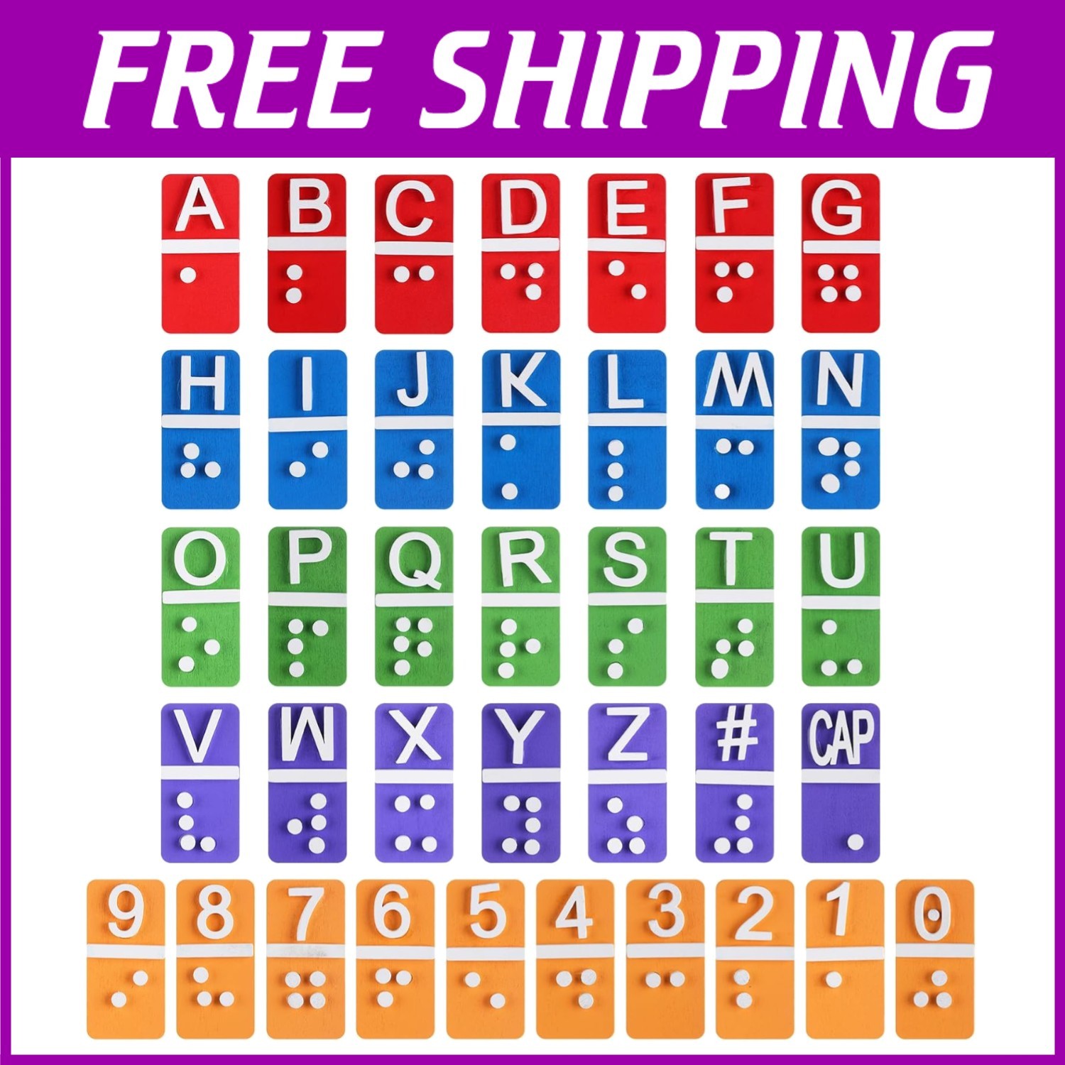 Vibrant Braille Alphabet and Number Tiles Collection#