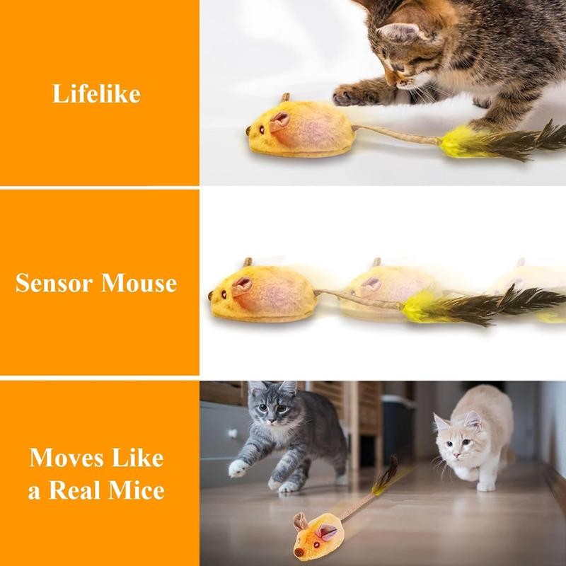 Interactive Cat Toys Mouse With LED Lights ForIndoor Cats USB Rechargeable Cat M