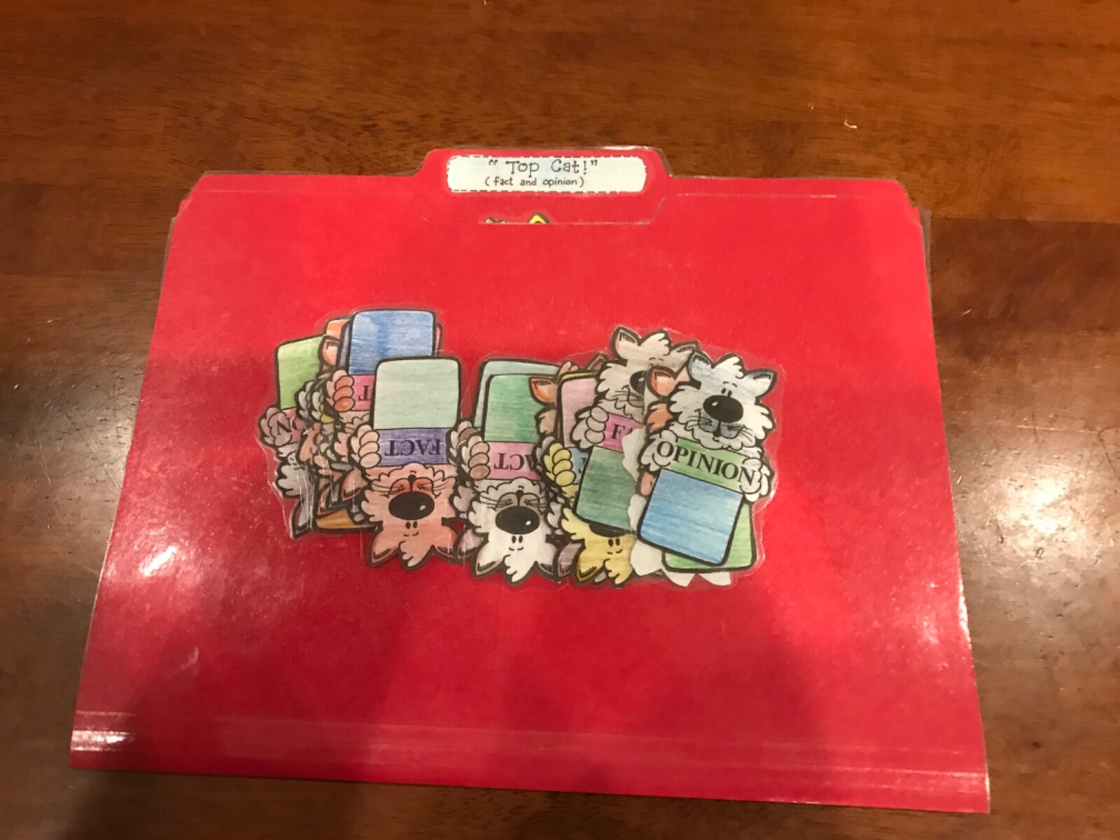 Top Cats! Facts and opinions 1-4 grades language arts file folder game