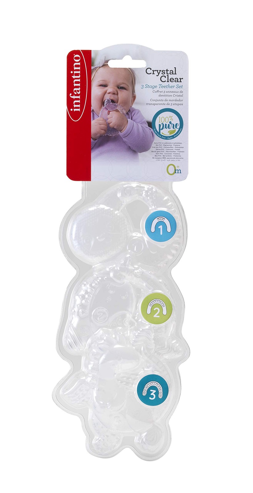 Infantino Crystal Clear 3 Stage Teether Set – Soft-Textured teether for Sensory