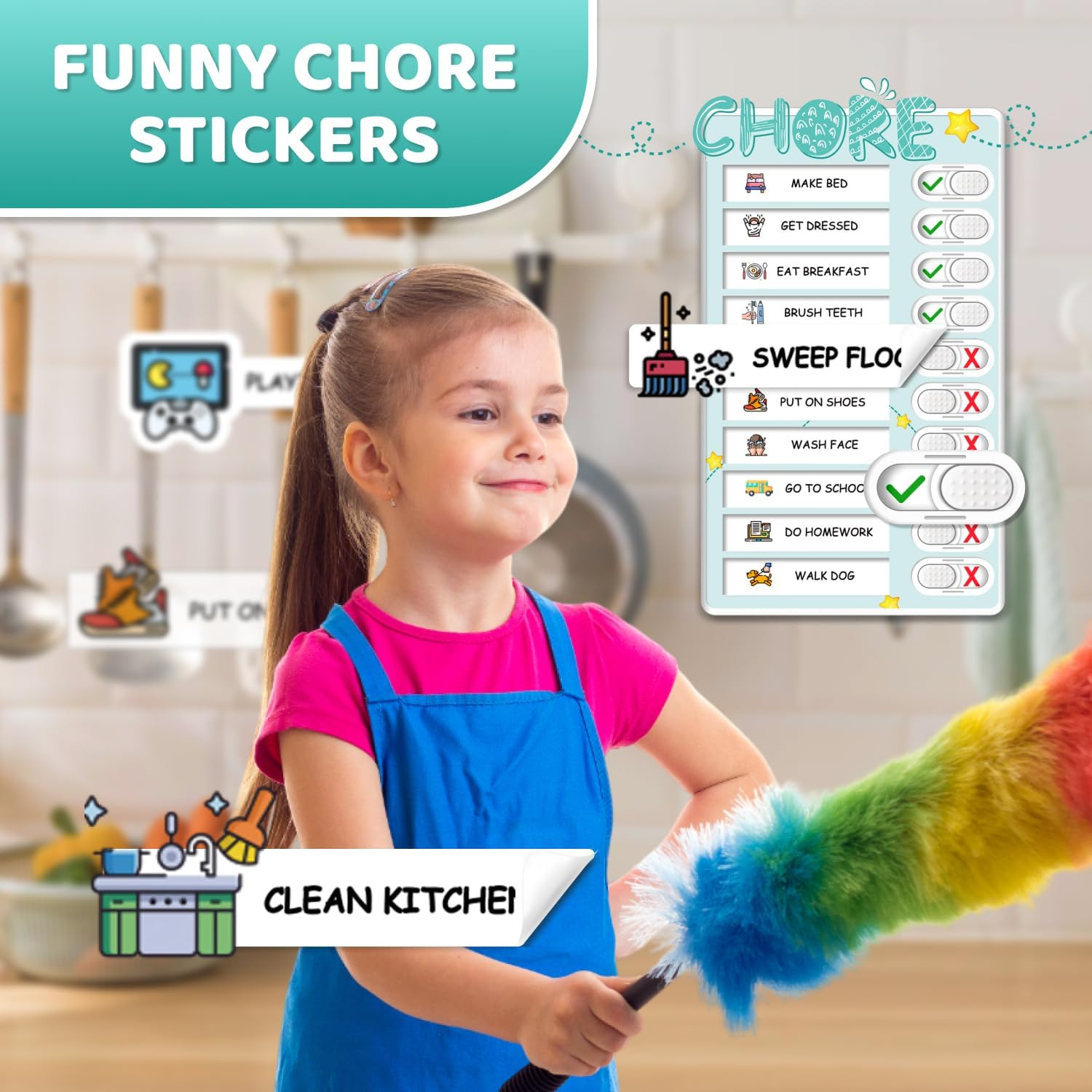 Dry Erase Kids Chore Chart for 2 Kids Pink and Blue – Magnetic Routine Chart wit