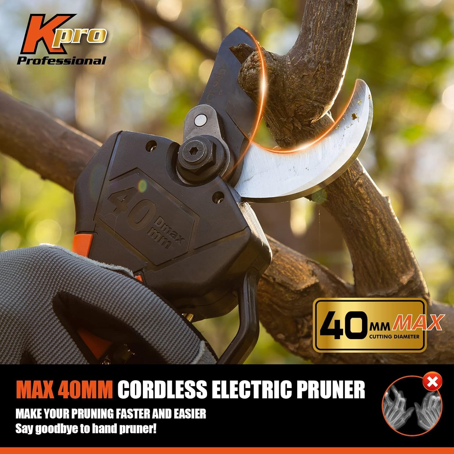 Cordless Electric Pruner 40mm Brushless Motor Battery Powered Cutter Tool