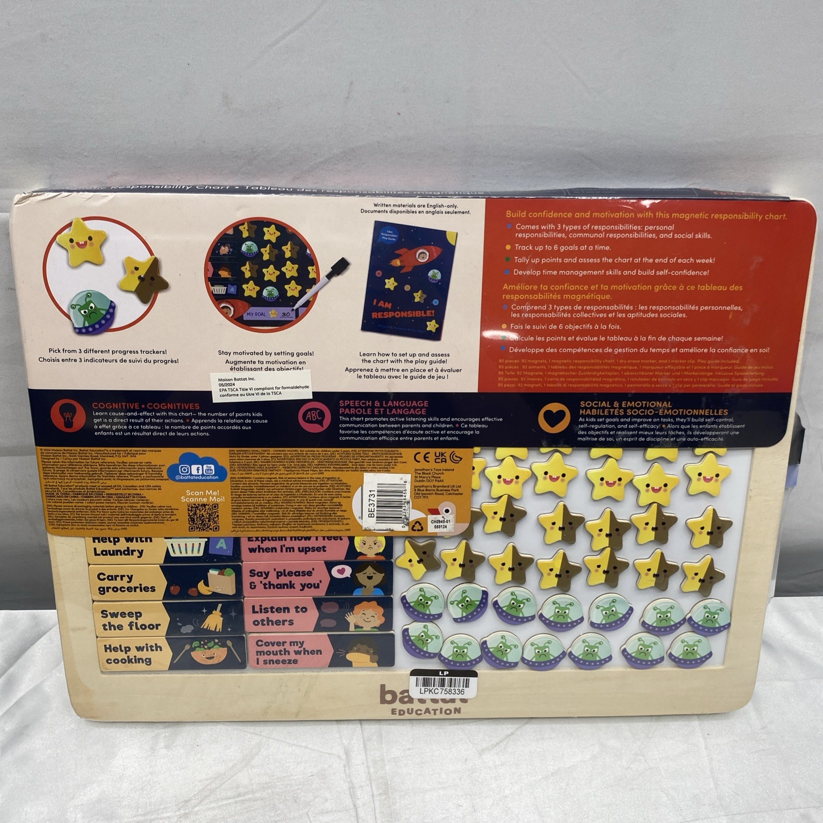 Battat My Responsibilities Magnetic Responsibility Chart 92pcs Space Theme Kids