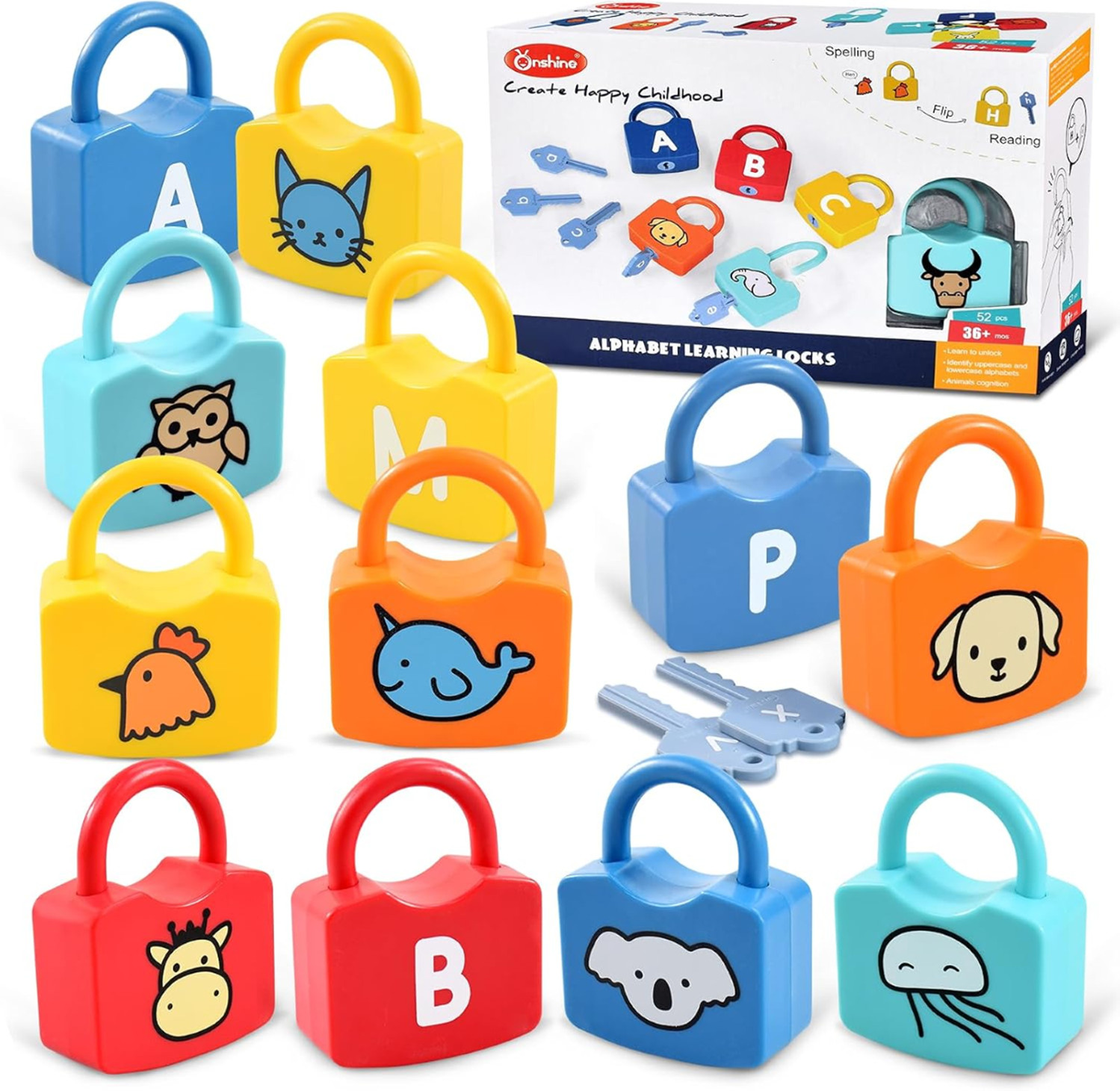 Onshine ALPHABET LEARNING LOCKS Animals Replacements YOU PICK Lock w Key