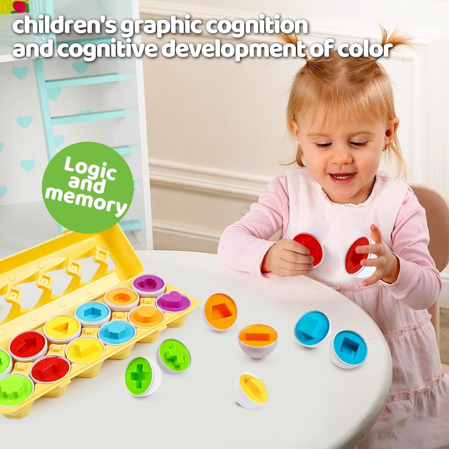 Toddler Eggs Toys,Montessori Geometric Egg Early Fine Motor Skills Learning Colo