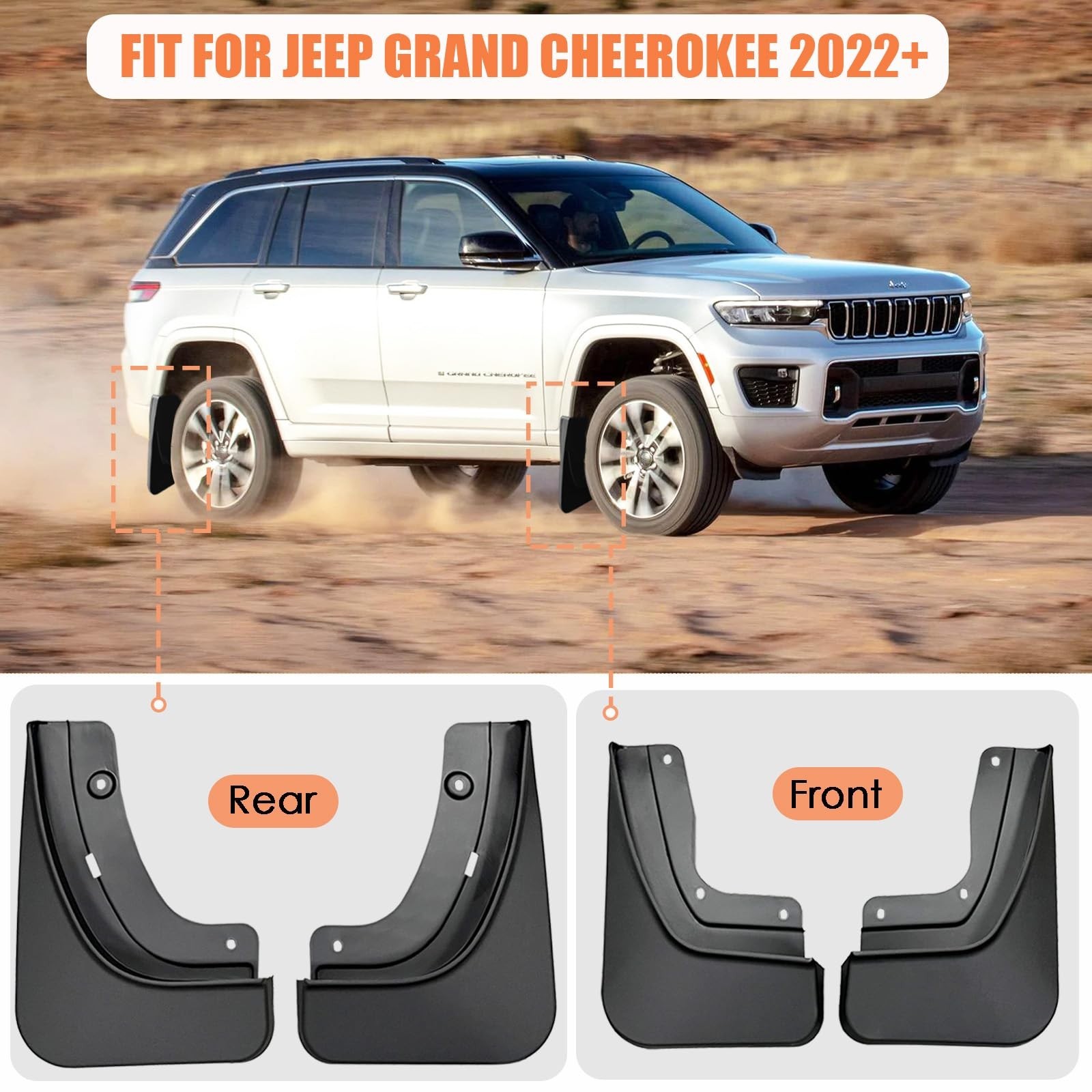Mud Flaps for Jeep Grand Cherokee 2026 2025 2024 2023 2022 – All Weather Fron…