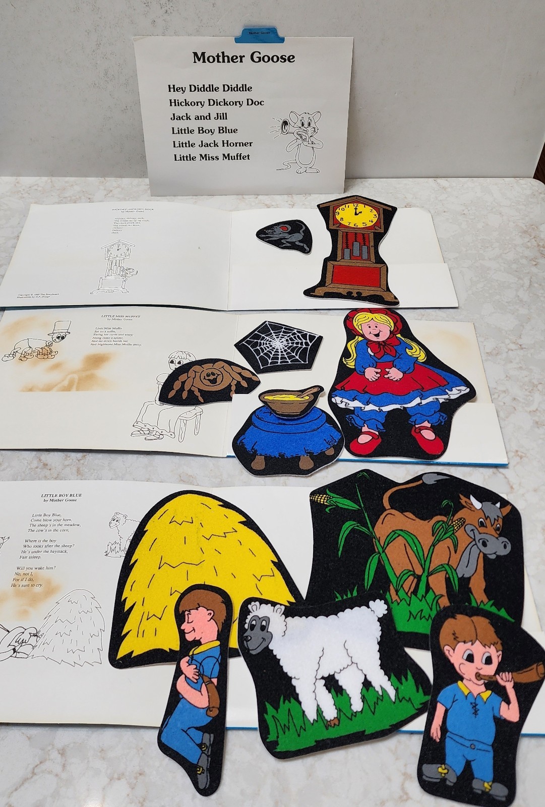 Flannel Board Story Board Kit With Painted Felt Graphics & Stories In Wooden Box