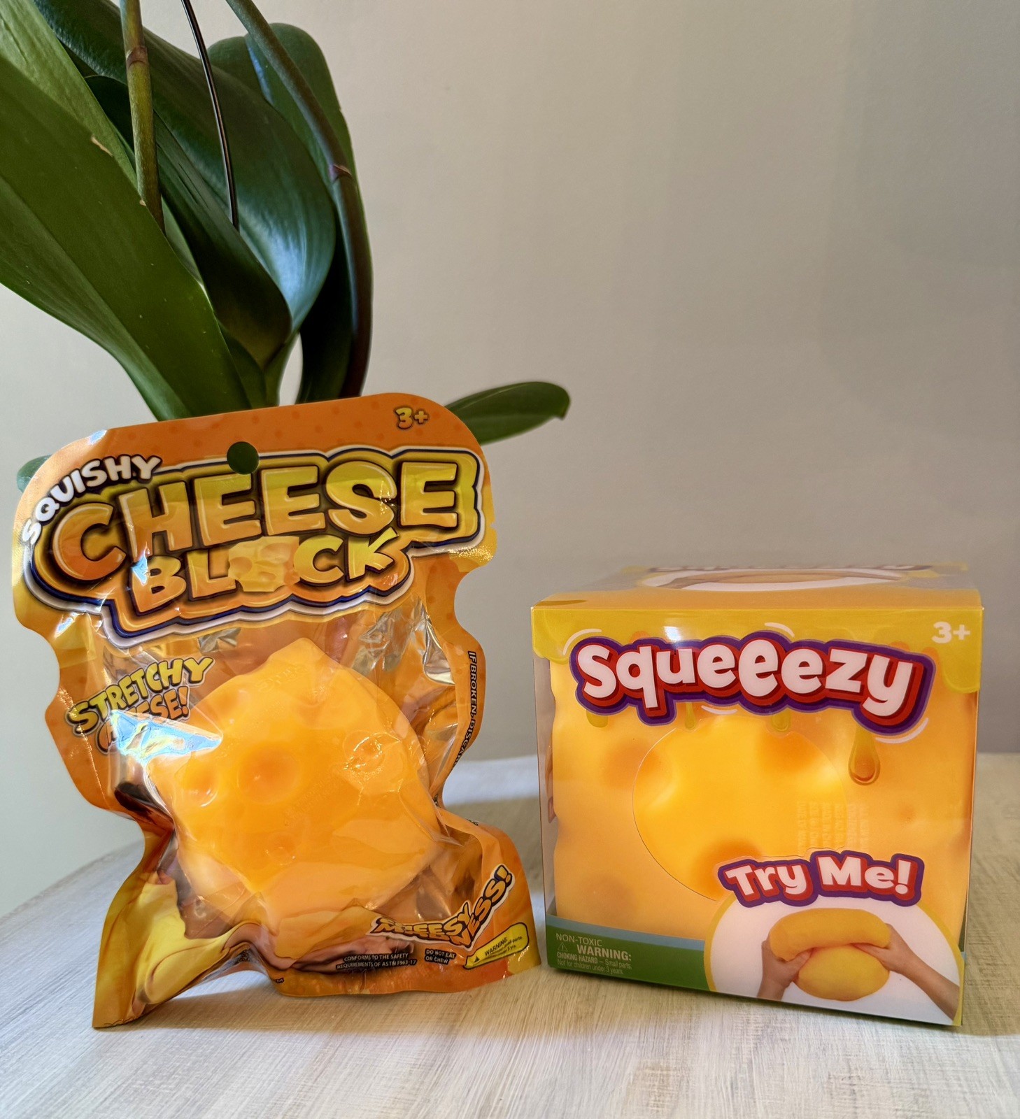 LOT of 2- 1 Squeeezy & 1 Squishy block Cheese- Tiktok Viral Squeeze Toy🔥